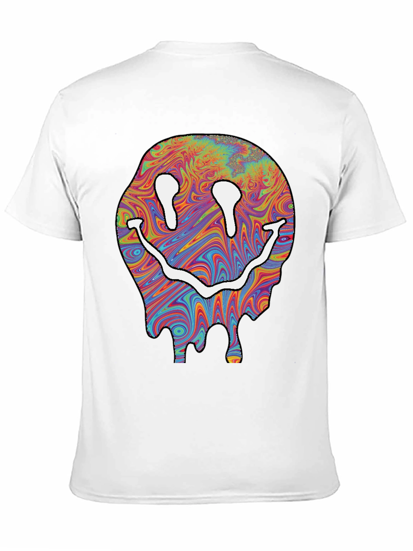 Trippy Smiley Face Graphic T-Shirt - Black