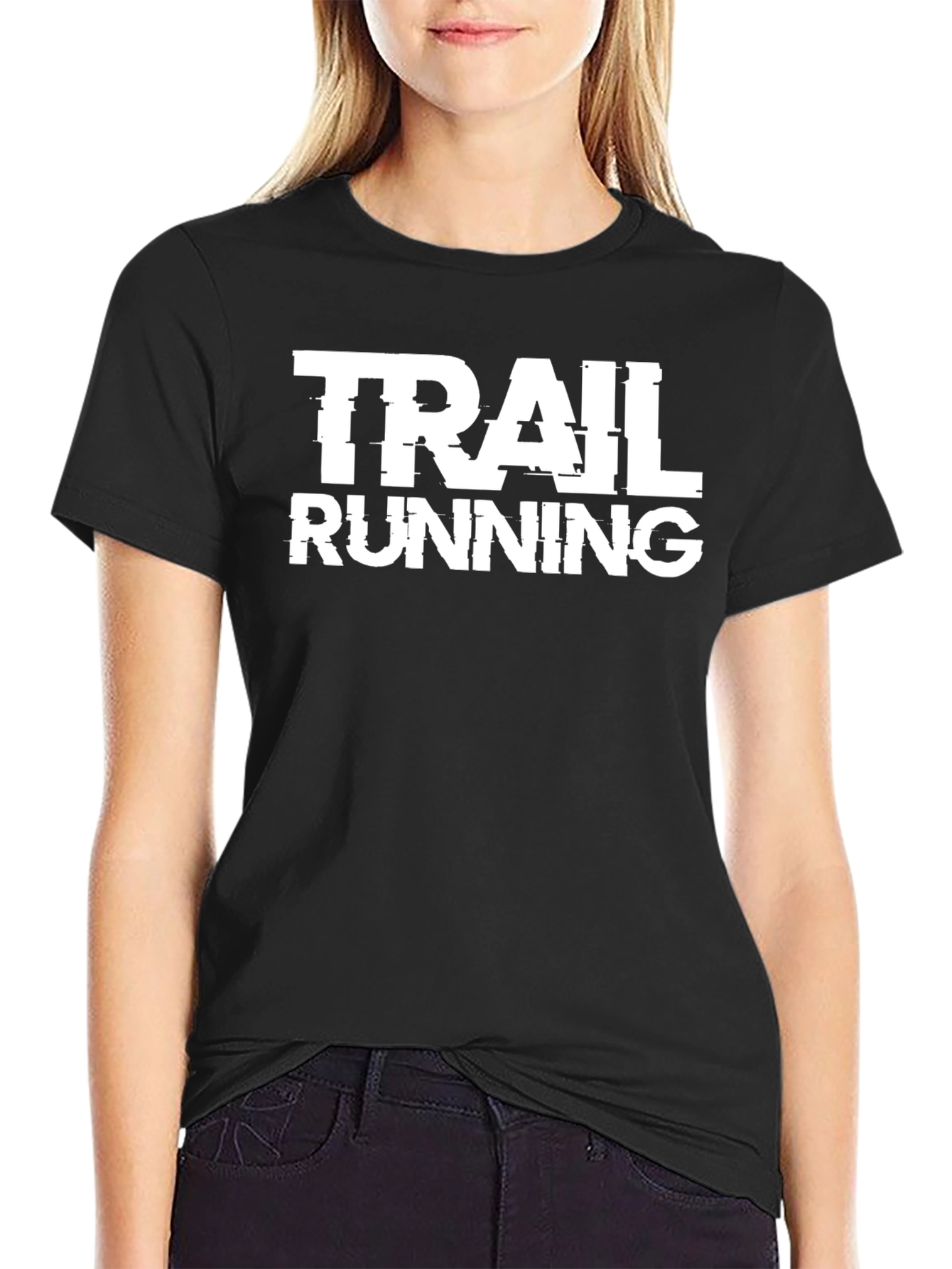 Trail Running Graphic Tee - Black Cotton T-Shirt