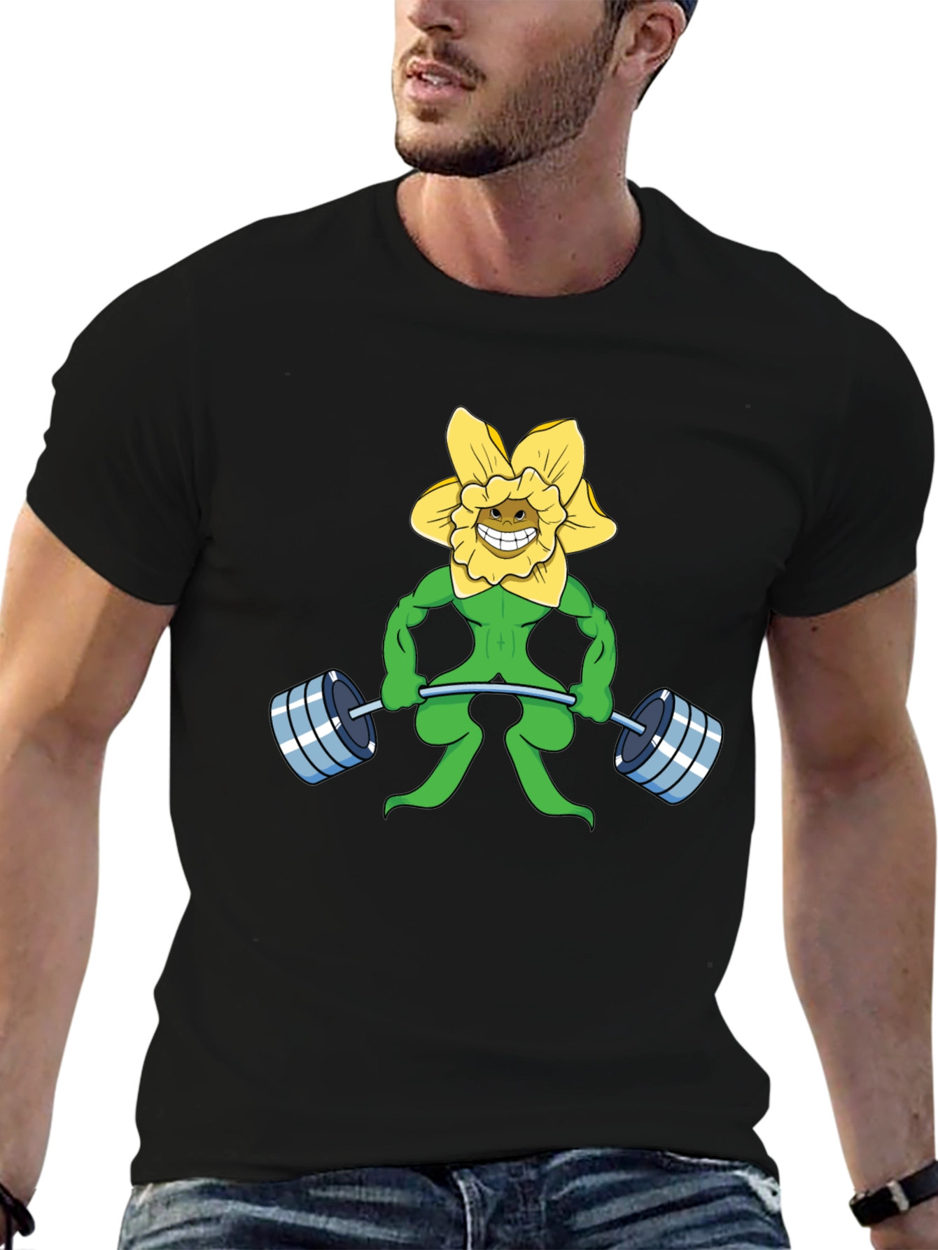 Funny Flower Powerlifting Black T-Shirt