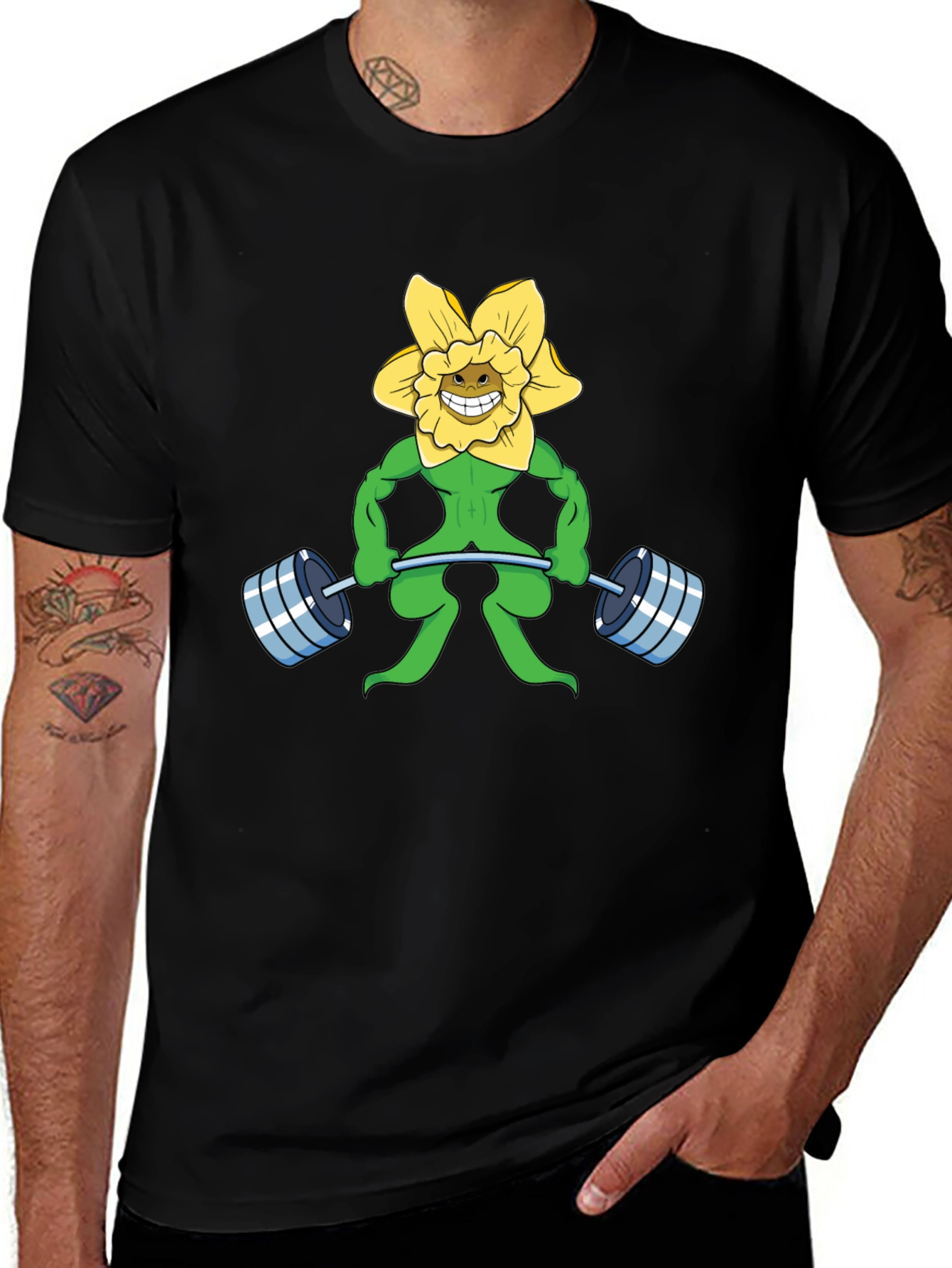 Funny Flower Powerlifting Black T-Shirt