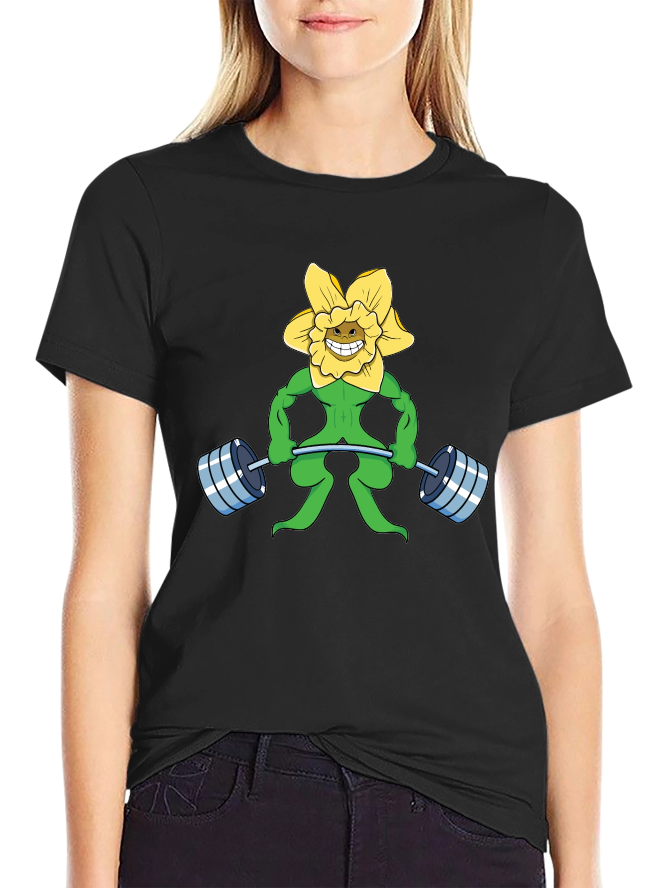 Funny Flower Powerlifting Black T-Shirt