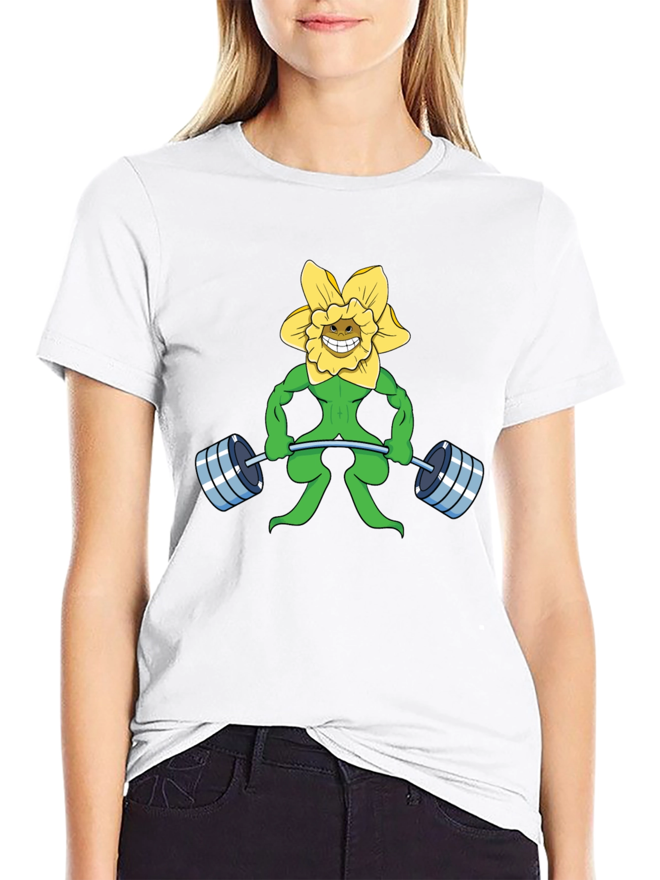 Funny Flower Powerlifting Black T-Shirt