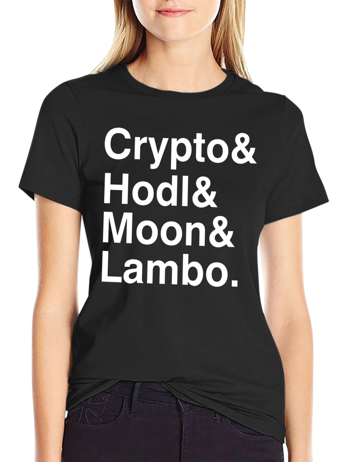 Crypto HODL Moon Lambo Black Graphic T-Shirt