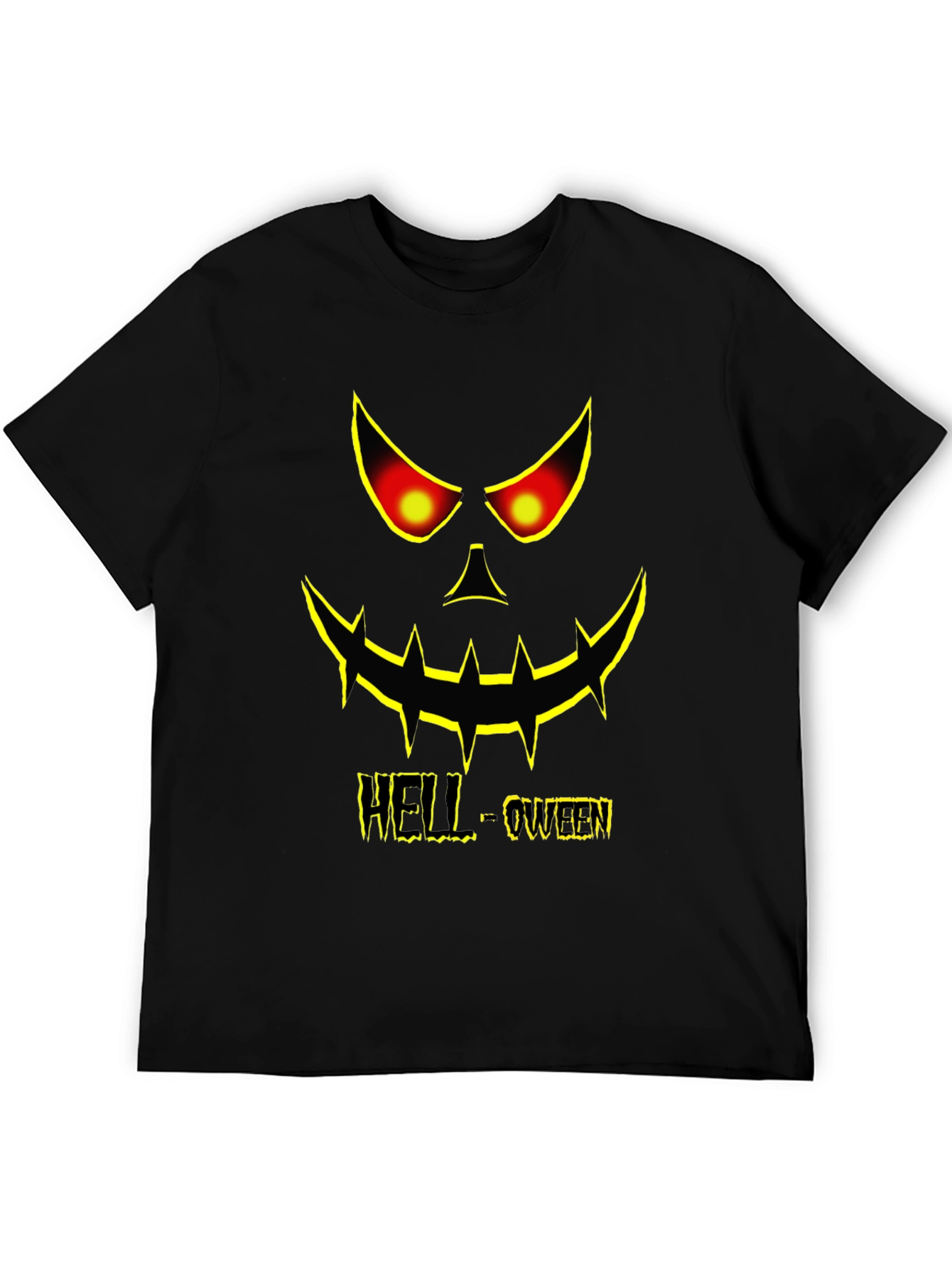 Hell-oween Pumpkin Face Graphic T-Shirt