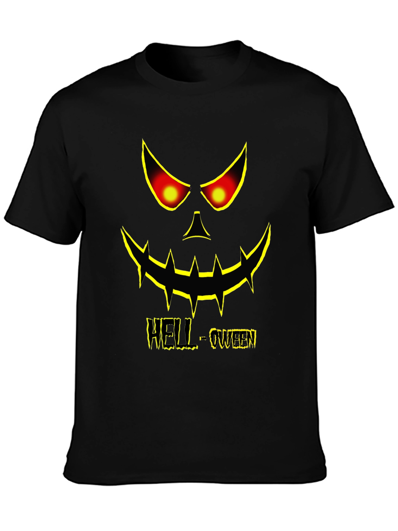 Hell-oween Pumpkin Face Graphic T-Shirt