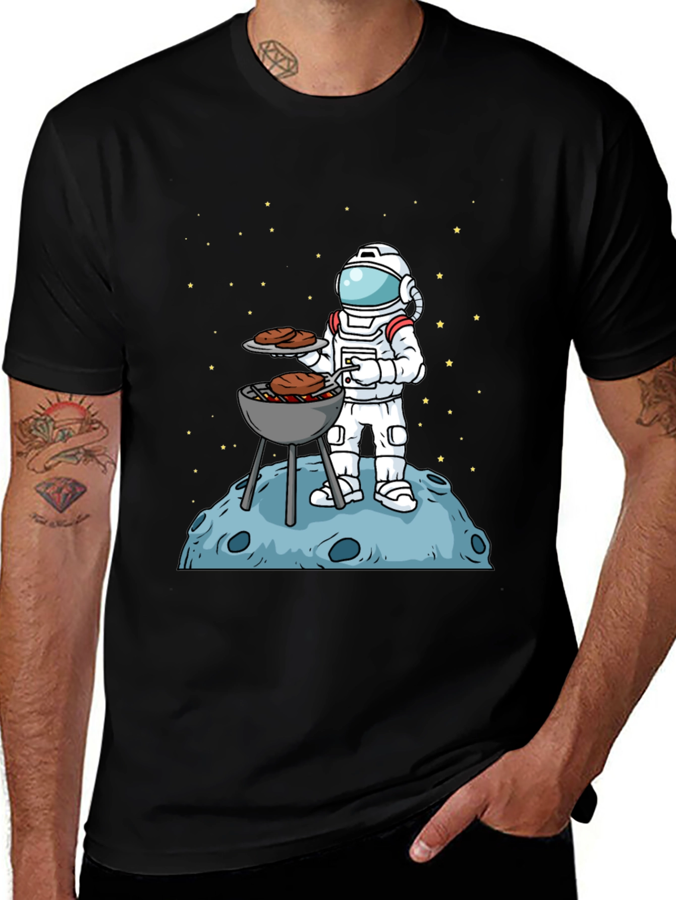 Astronaut BBQ T-Shirt - Outer Space Grill Master