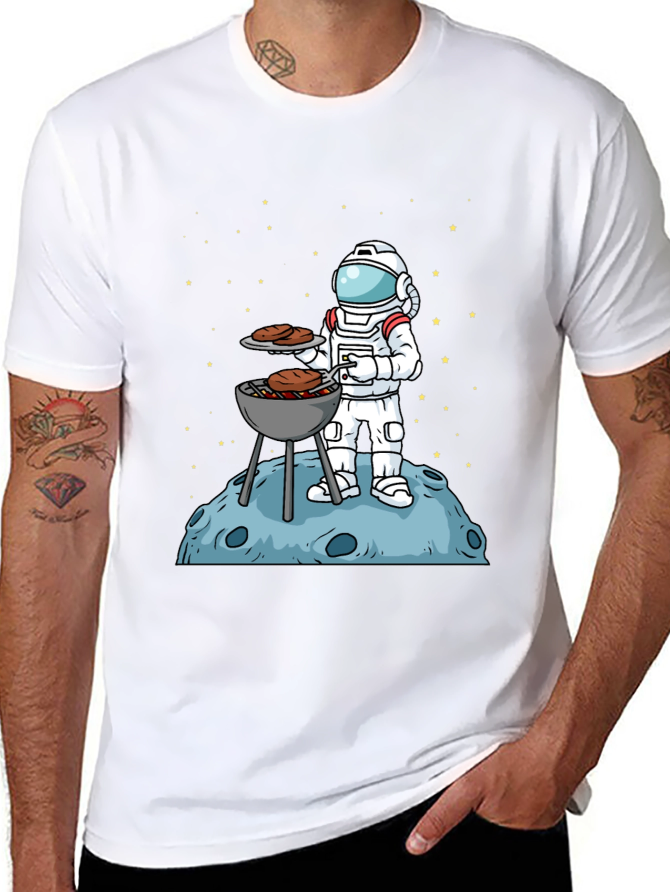 Astronaut BBQ T-Shirt - Outer Space Grill Master
