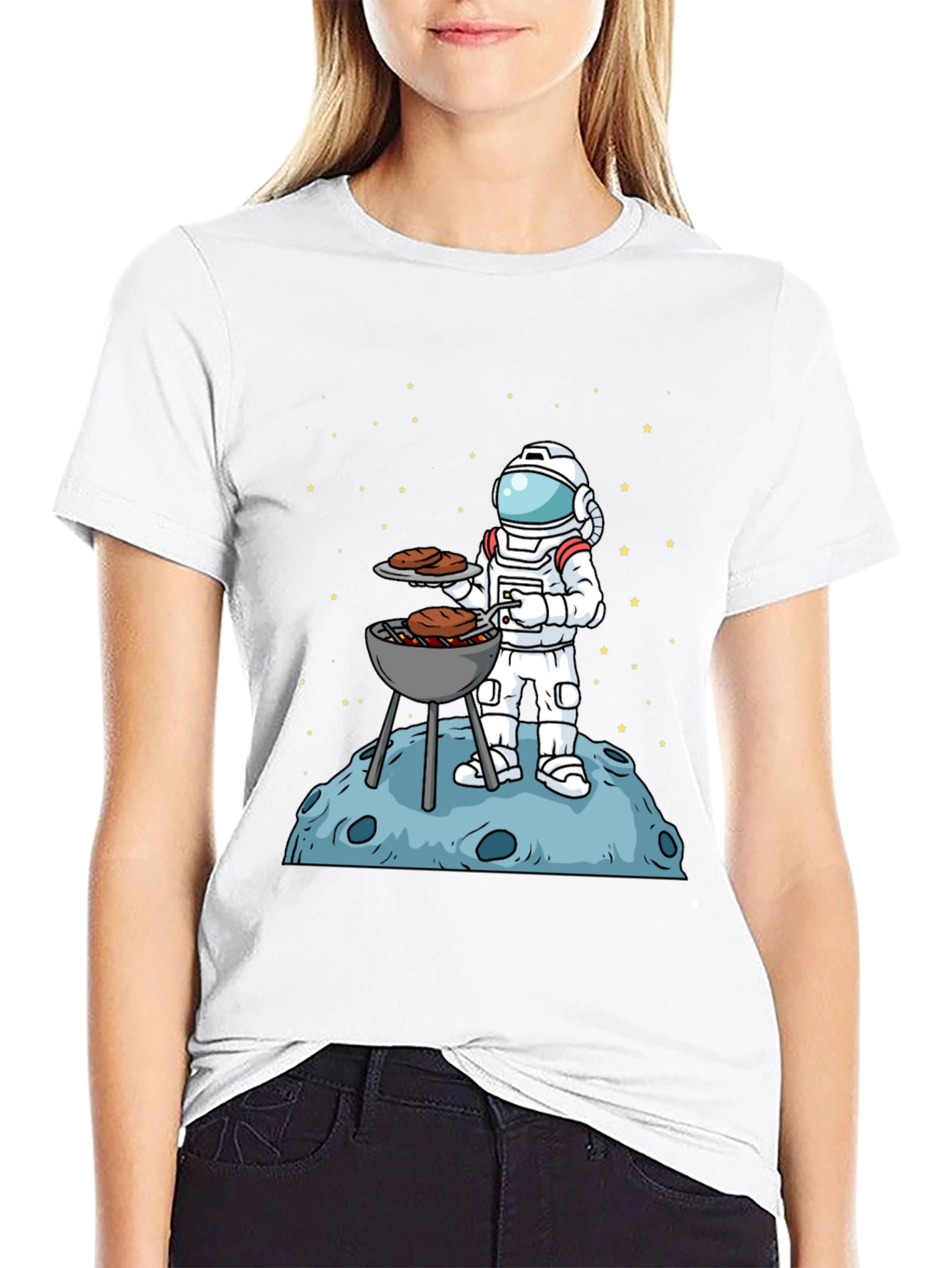 Astronaut BBQ T-Shirt - Outer Space Grill Master