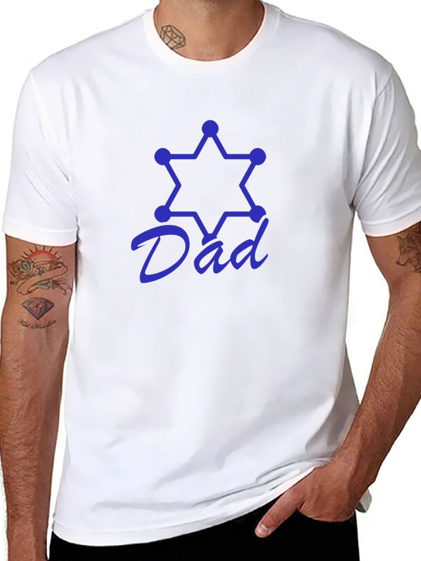 Dad Star Sheriff Black T-Shirt