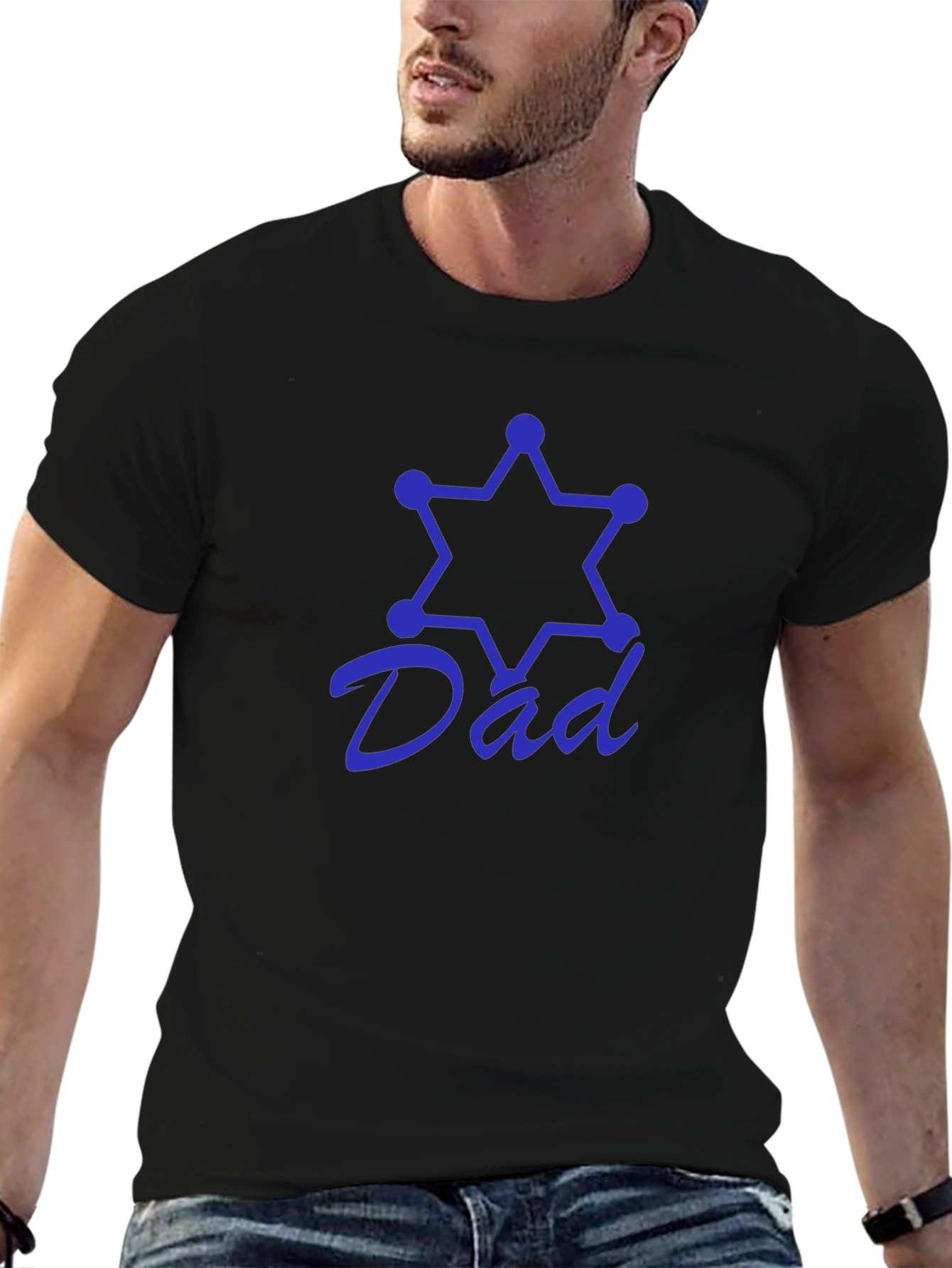 Dad Star Sheriff Black T-Shirt