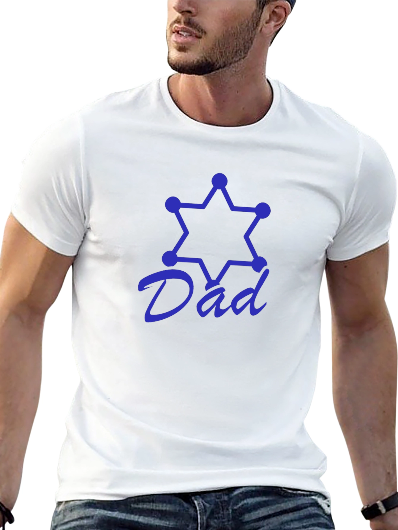 Dad Star Sheriff Black T-Shirt