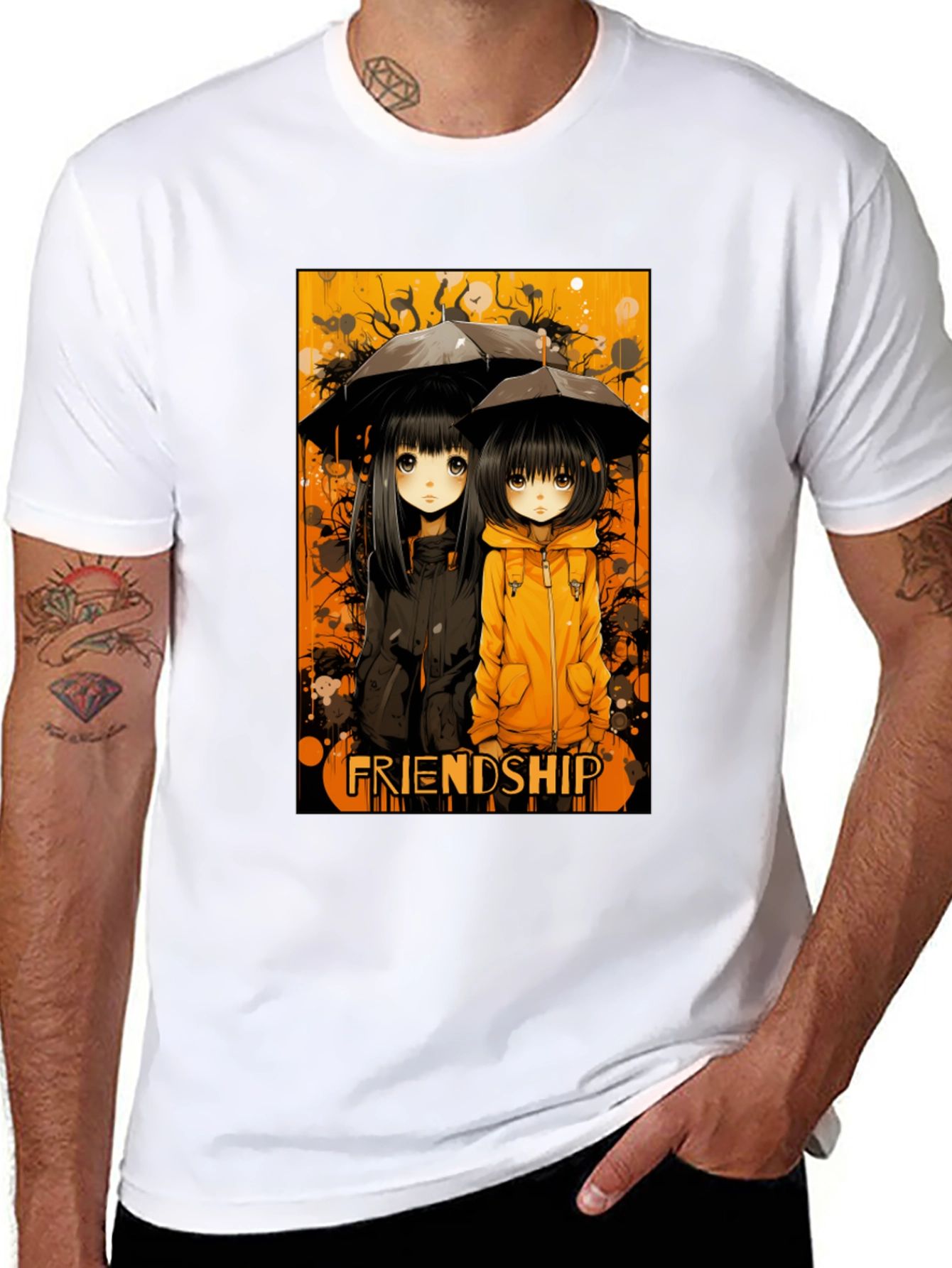 Friendship Anime Style Graphic T-Shirt
