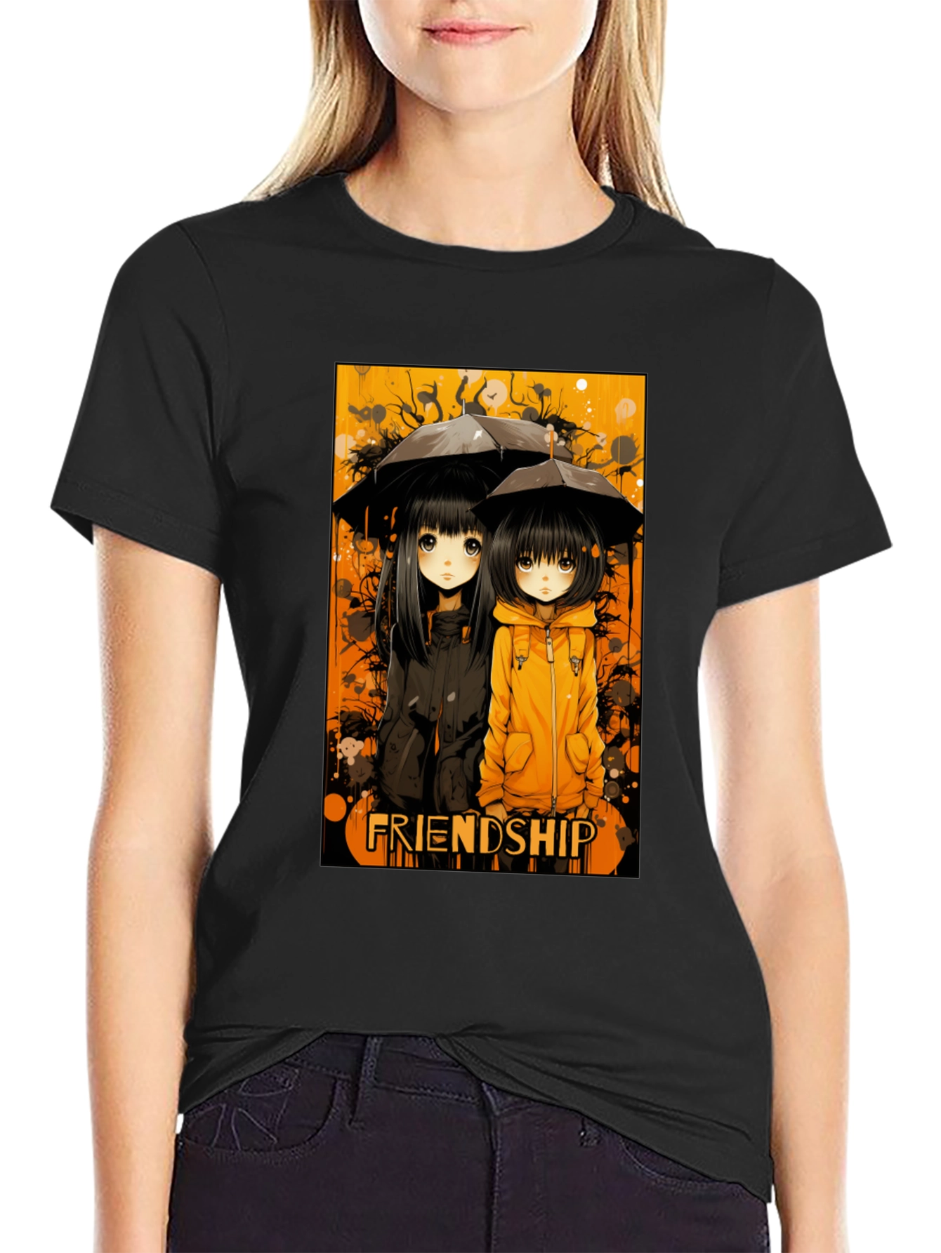 Friendship Anime Style Graphic T-Shirt