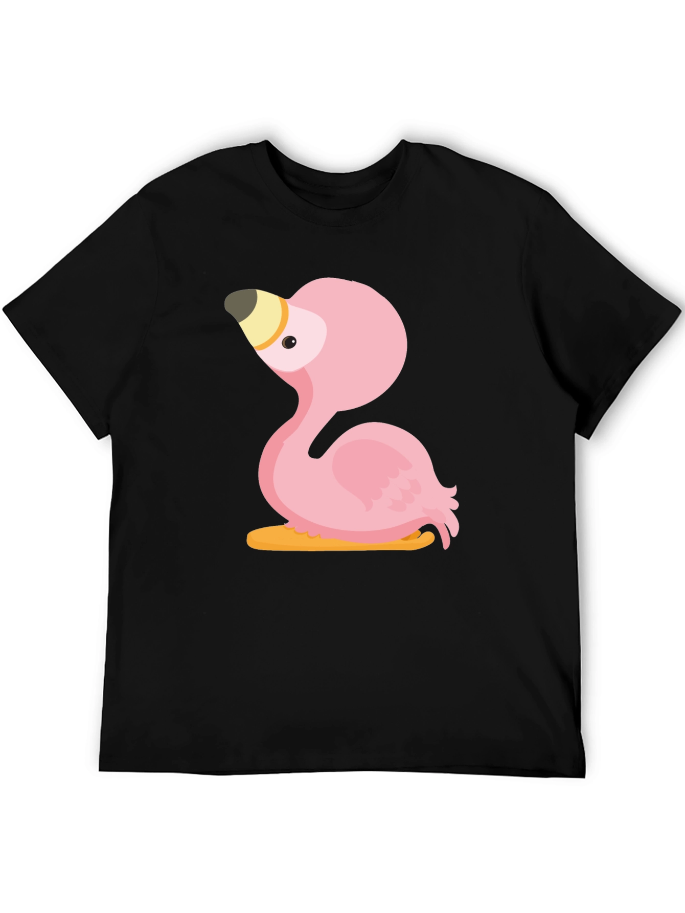 Pink Flamingo Graphic Tee - Casual Black T-Shirt