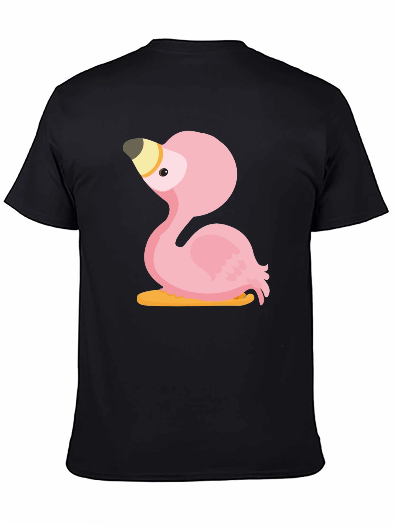 Pink Flamingo Graphic Tee - Casual Black T-Shirt