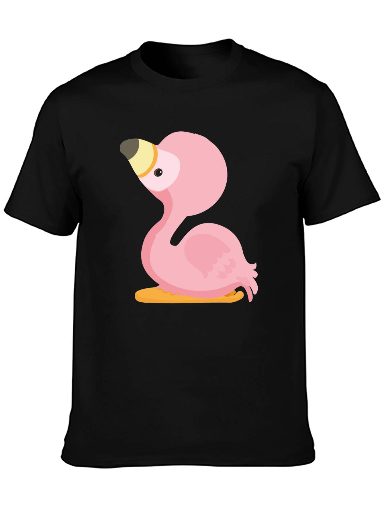 Pink Flamingo Graphic Tee - Casual Black T-Shirt
