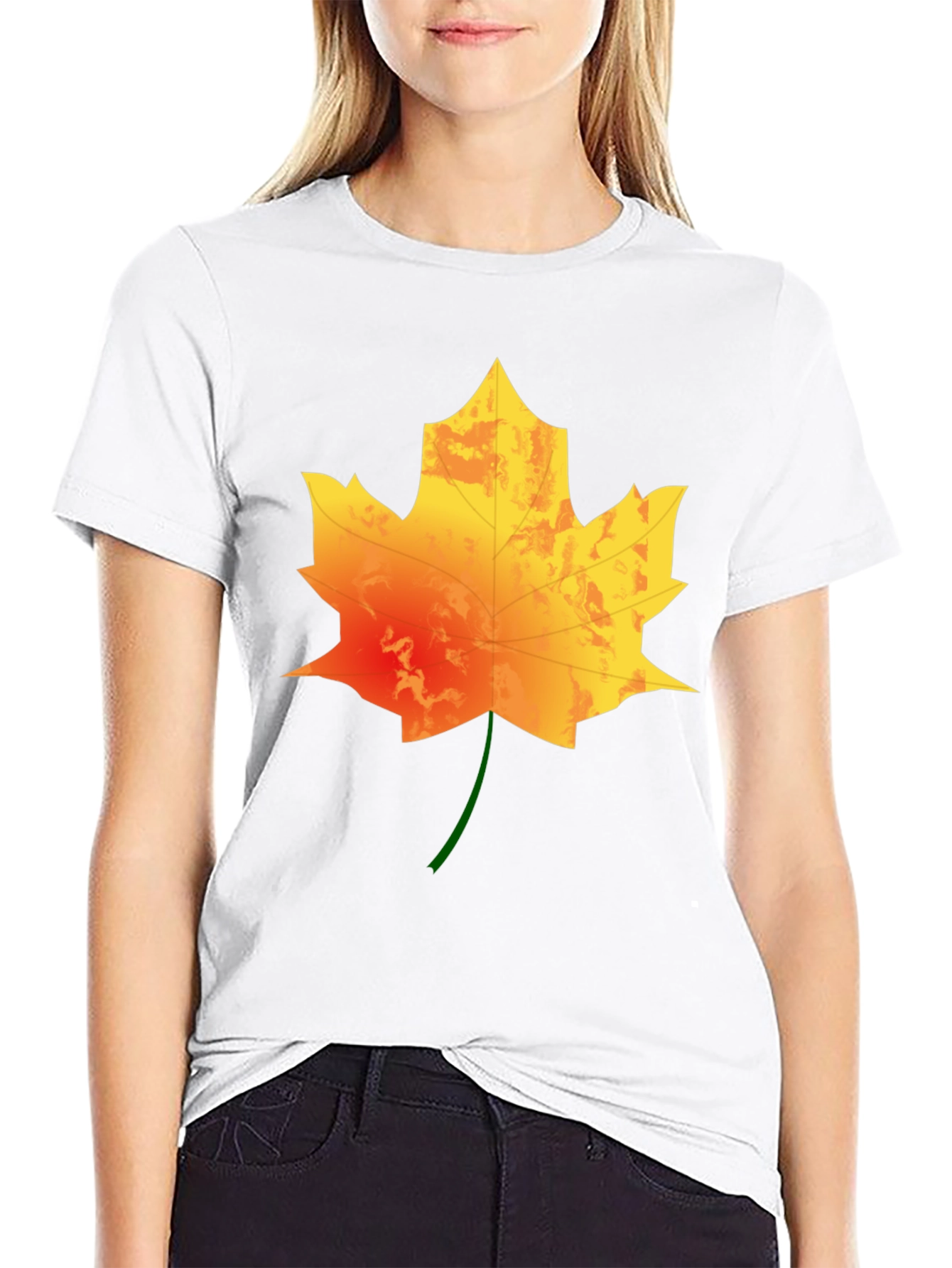 Maple Leaf Graphic Print Tee - Autumn Style