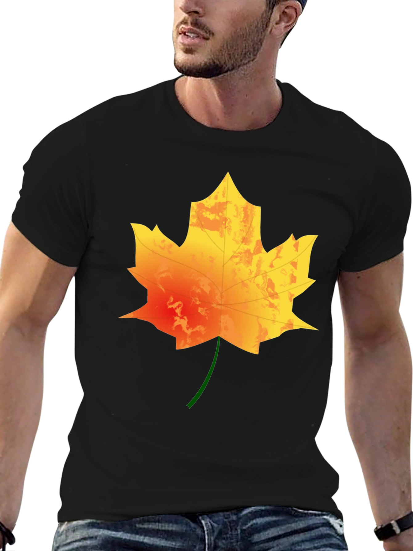 Maple Leaf Graphic Print Tee - Autumn Style