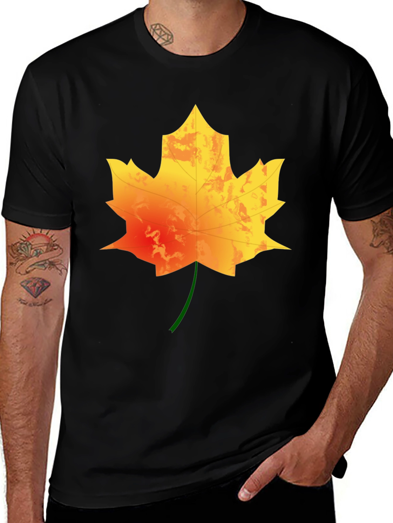 Maple Leaf Graphic Print Tee - Autumn Style