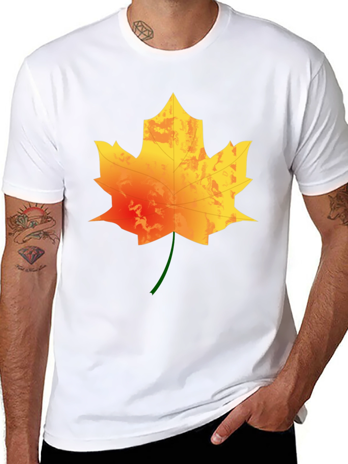 Maple Leaf Graphic Print Tee - Autumn Style