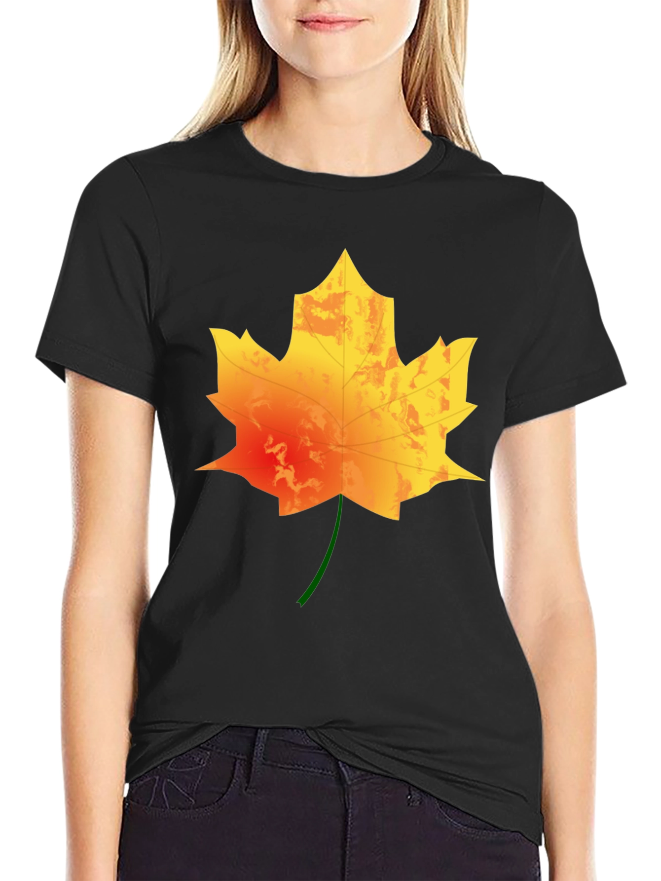 Maple Leaf Graphic Print Tee - Autumn Style