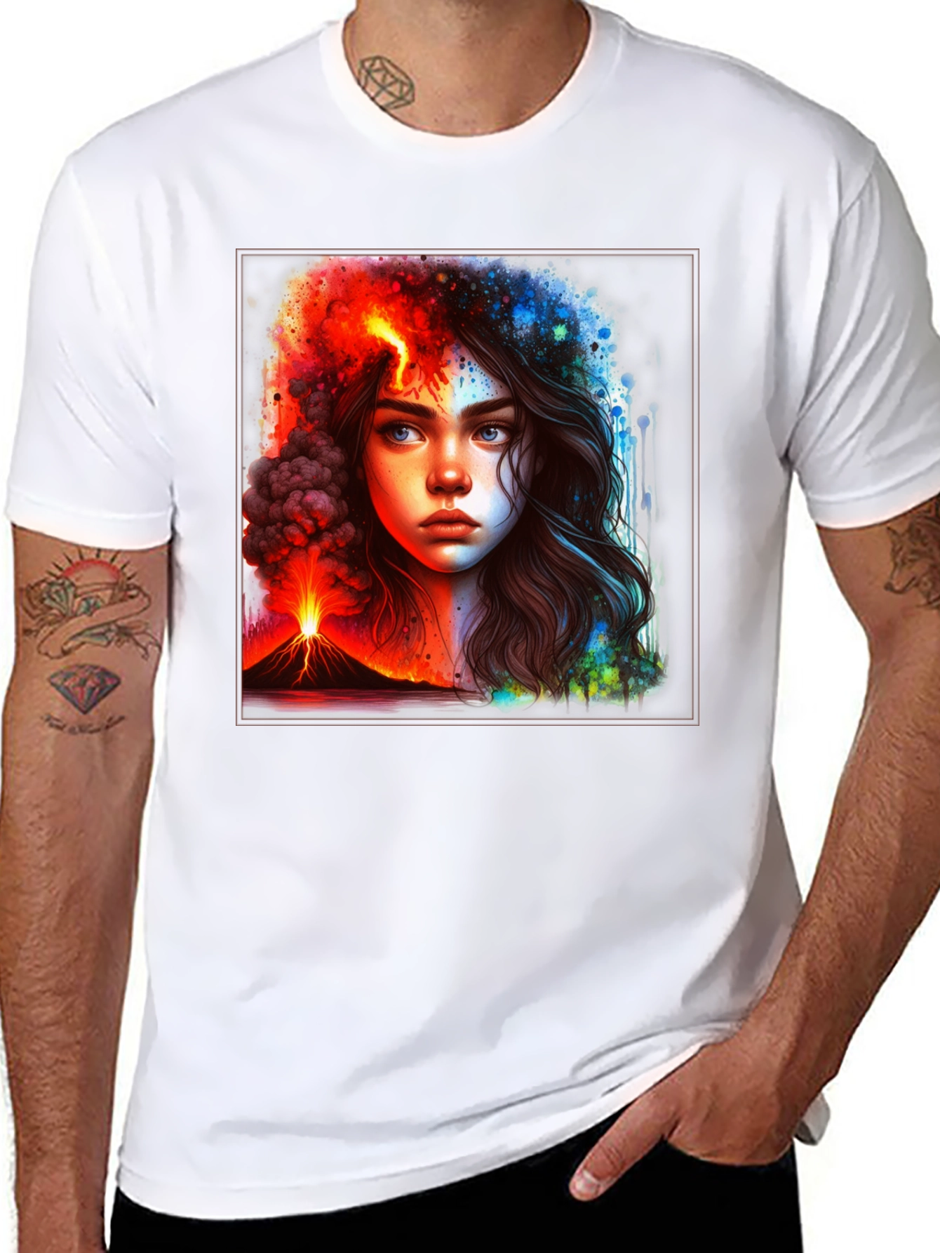 Lava & Rain T-Shirt: Dual Nature Graphic Tee
