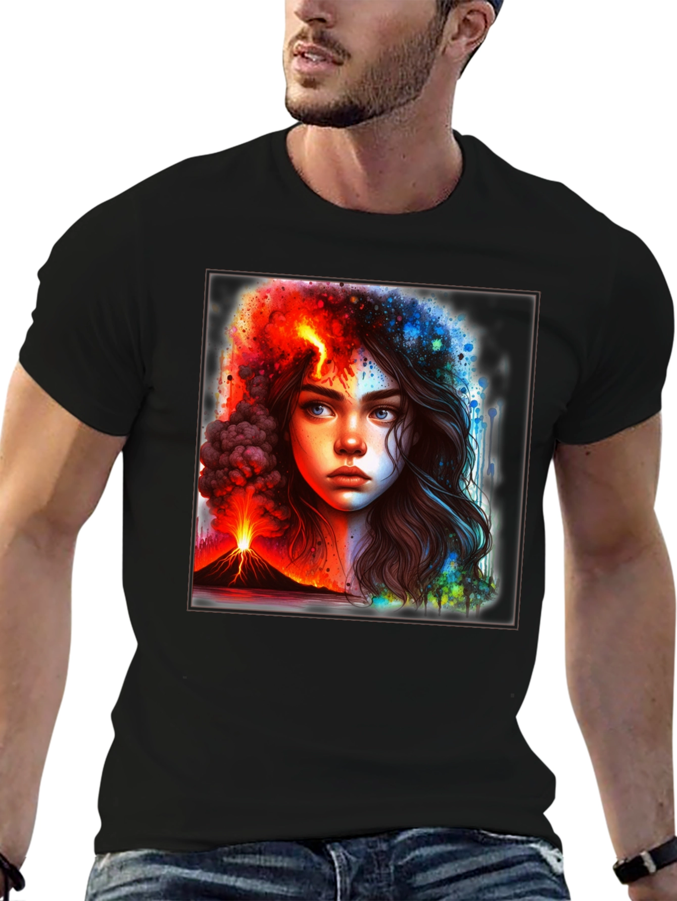 Lava & Rain T-Shirt: Dual Nature Graphic Tee