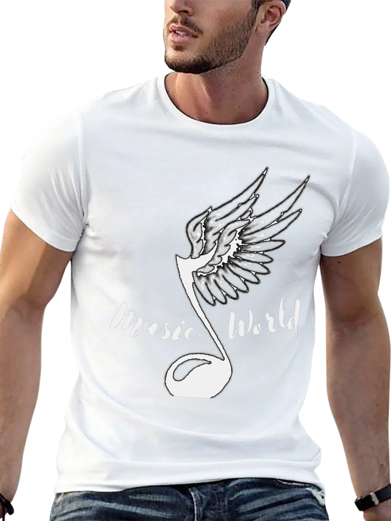 Music World Graphic Print Black T-Shirt
