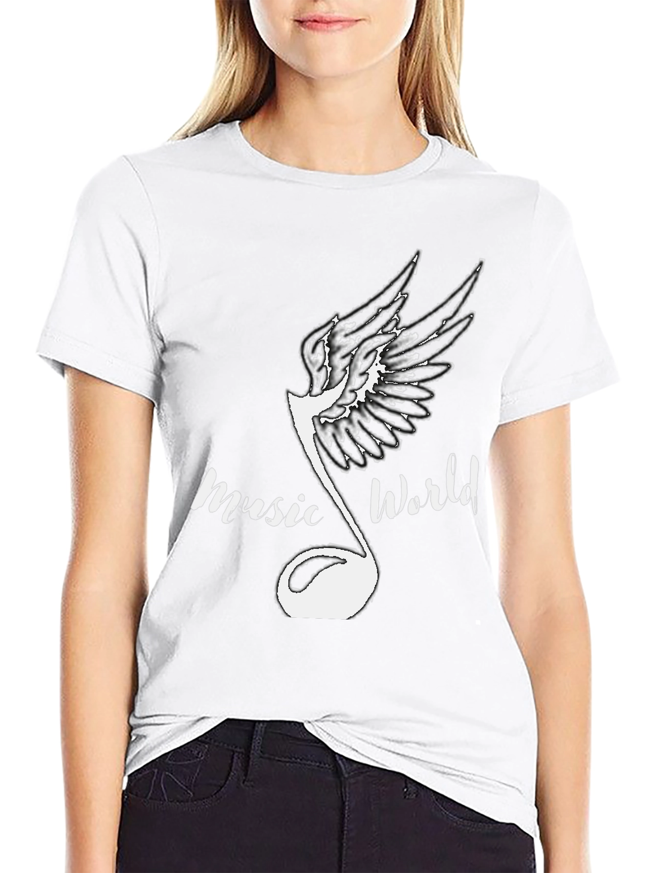 Music World Graphic Print Black T-Shirt