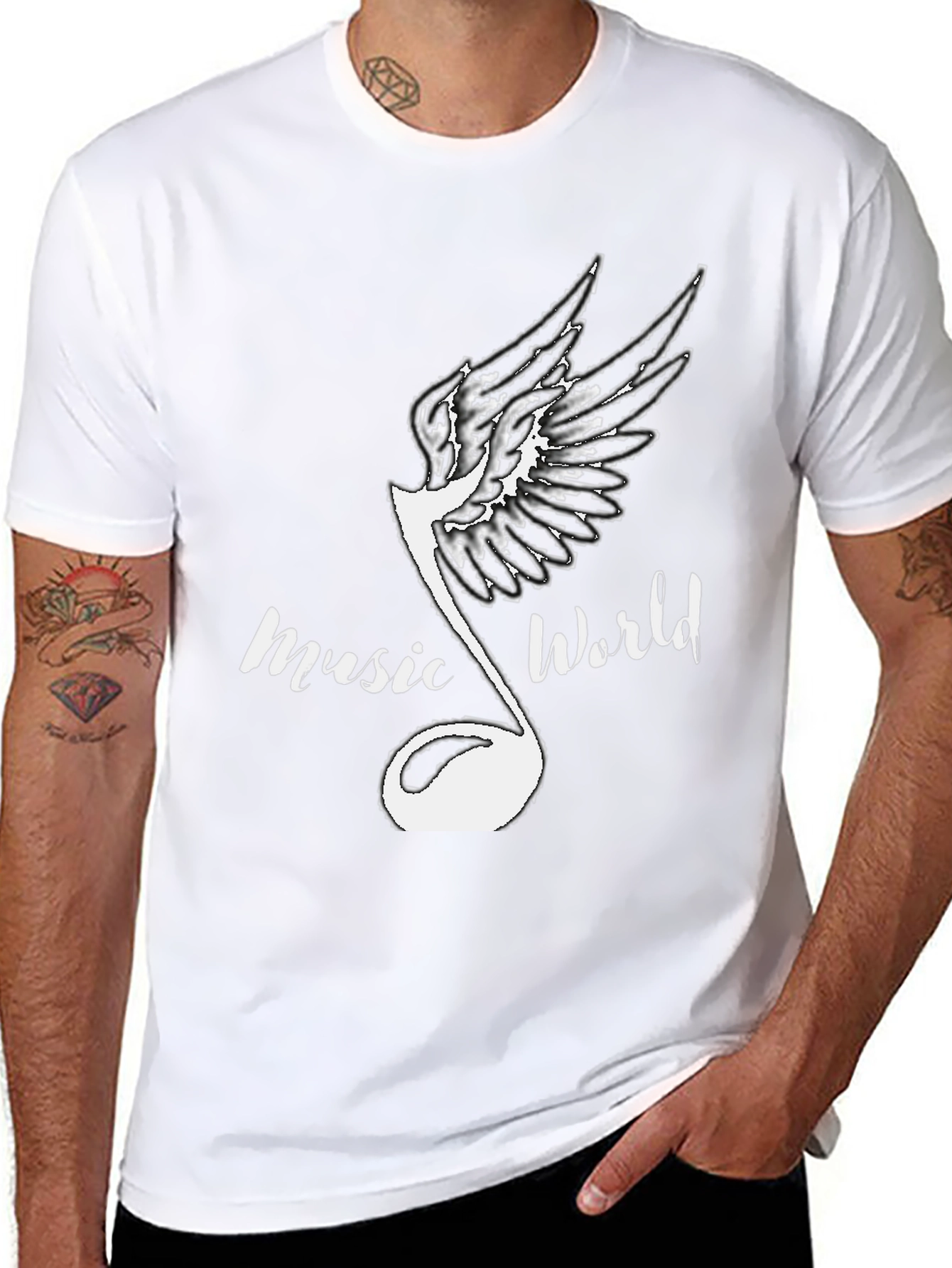Music World Graphic Print Black T-Shirt