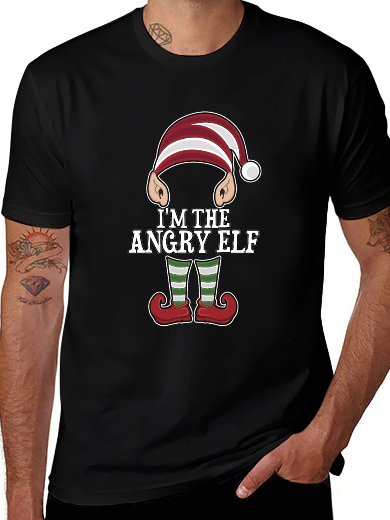 Angry Elf Christmas Graphic Tee