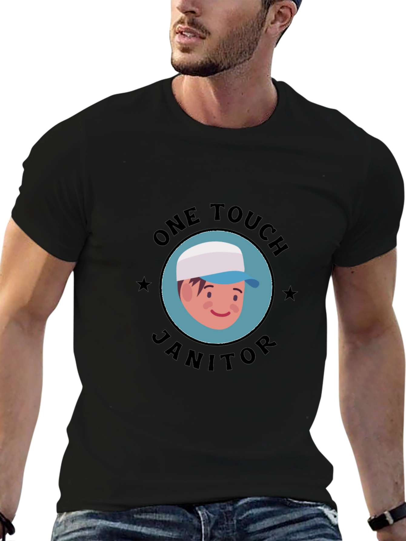 One Touch Janitor Graphic T-Shirt - Black