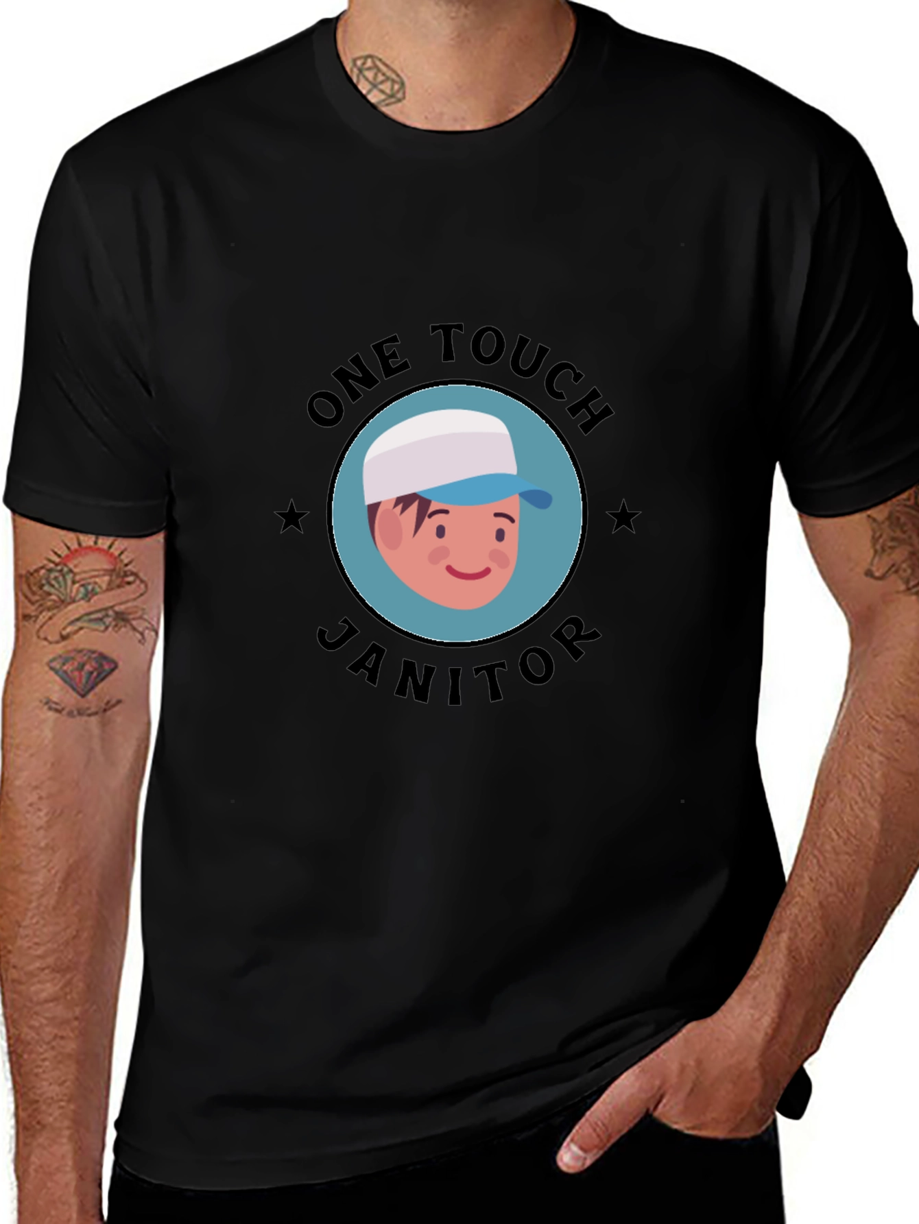 One Touch Janitor Graphic T-Shirt - Black