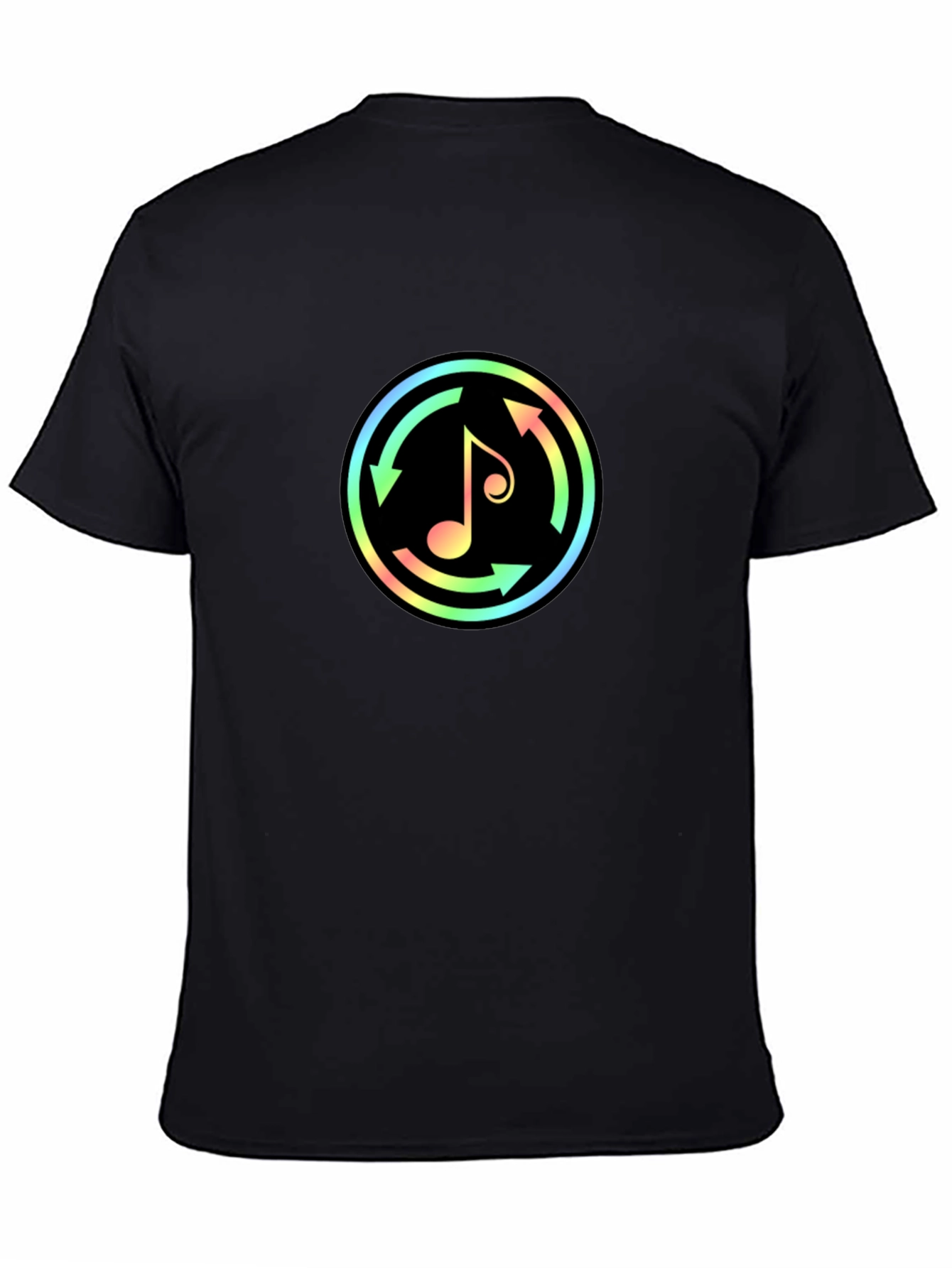 Neon Music Note Graphic Black T-Shirt