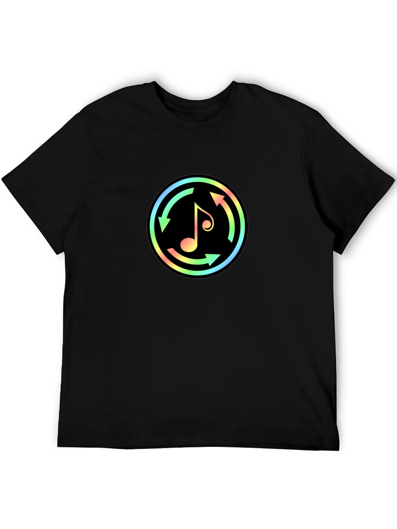 Neon Music Note Graphic Black T-Shirt