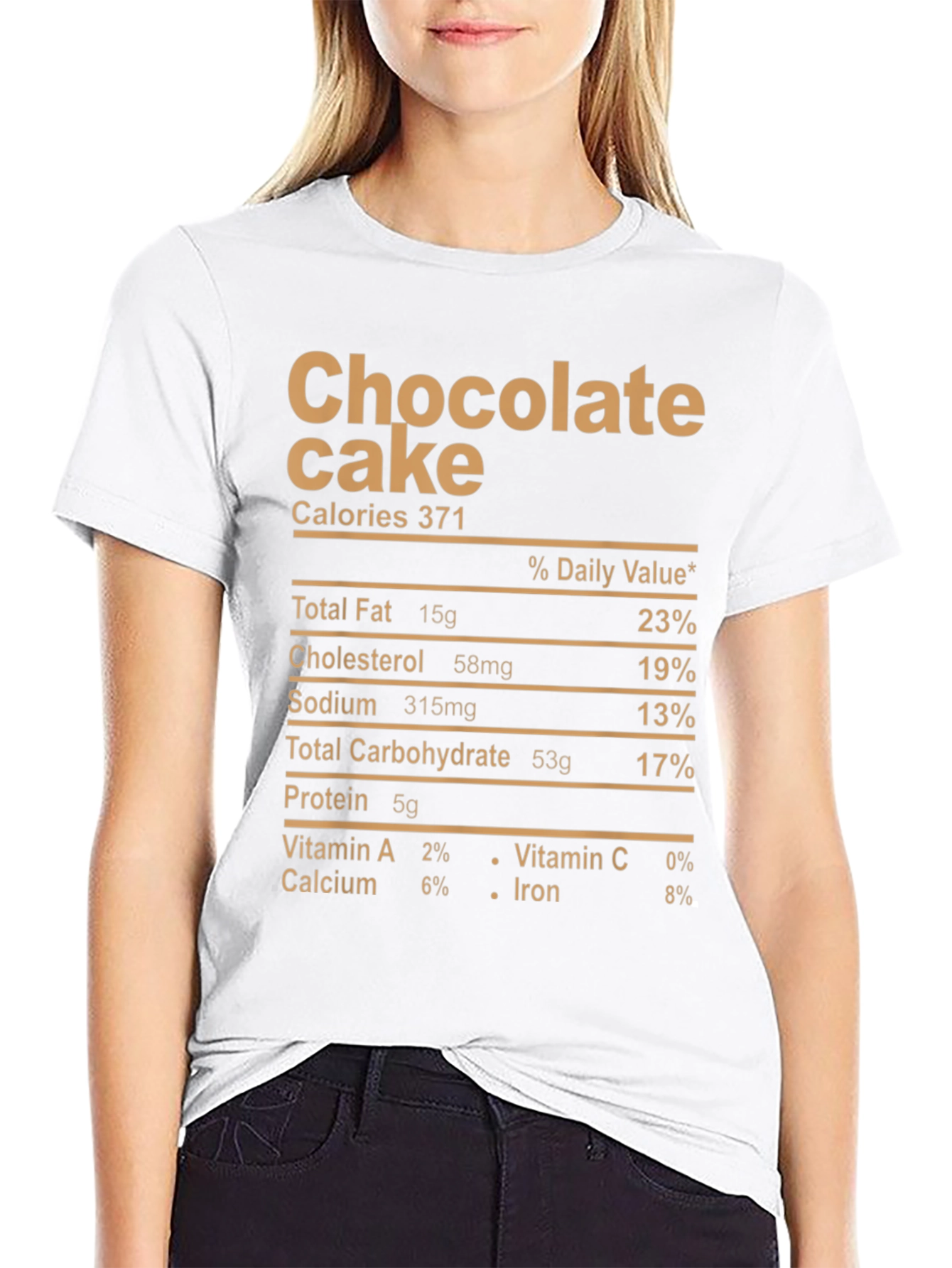 Chocolate Cake Nutrition Facts Graphic Tee