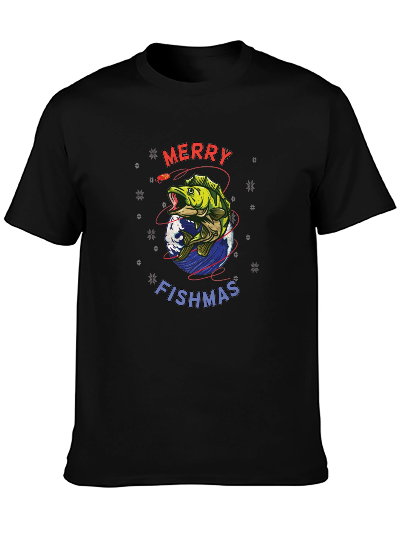 Merry Fishmas Graphic Tee - Holiday Fishing Shirt