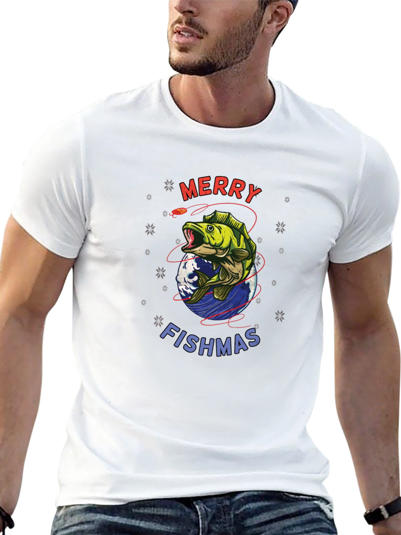 Merry Fishmas Graphic Tee - Holiday Fishing Shirt