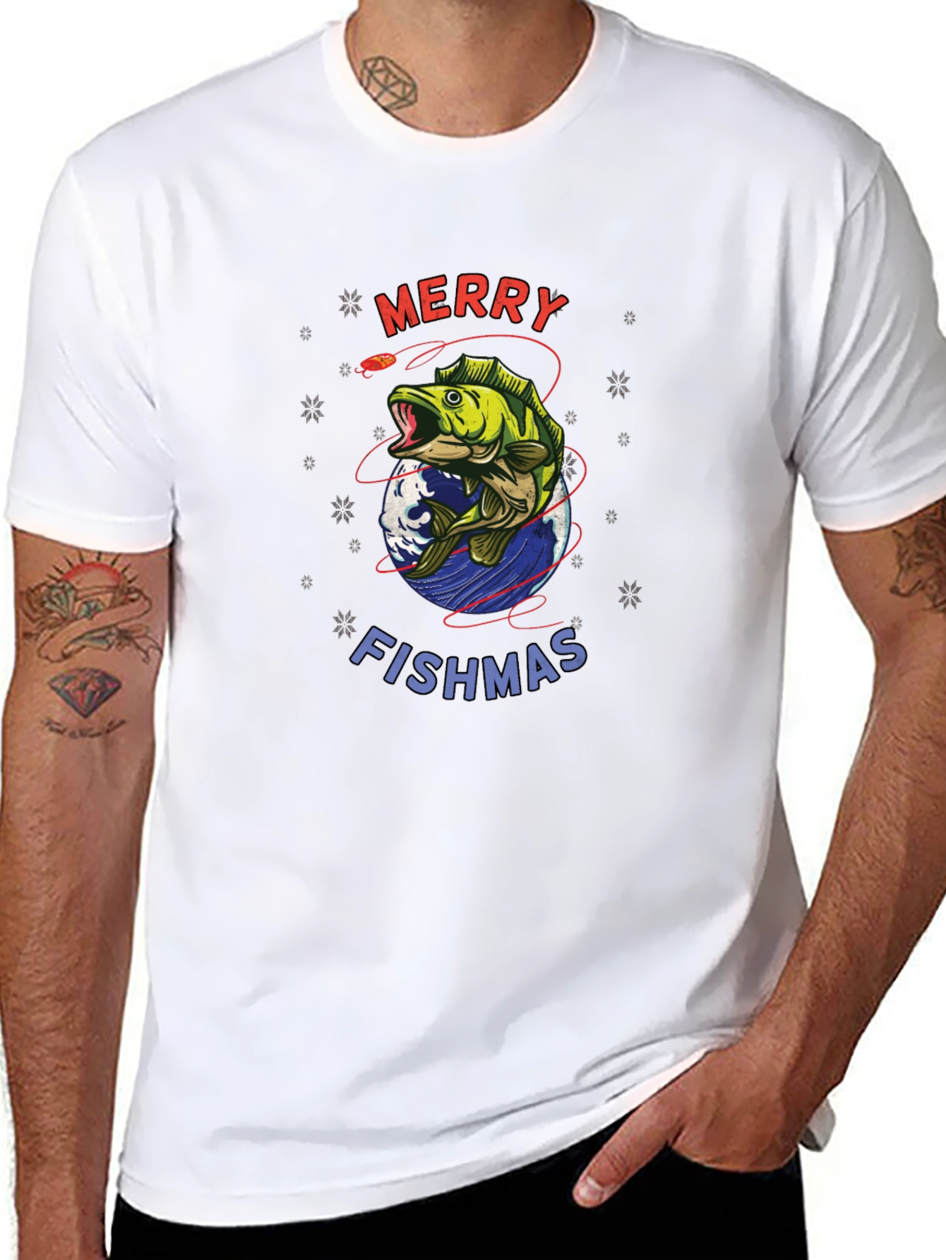 Merry Fishmas Graphic Tee - Holiday Fishing Shirt