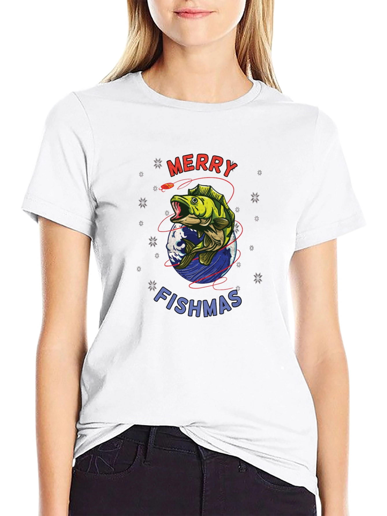 Merry Fishmas Graphic Tee - Holiday Fishing Shirt
