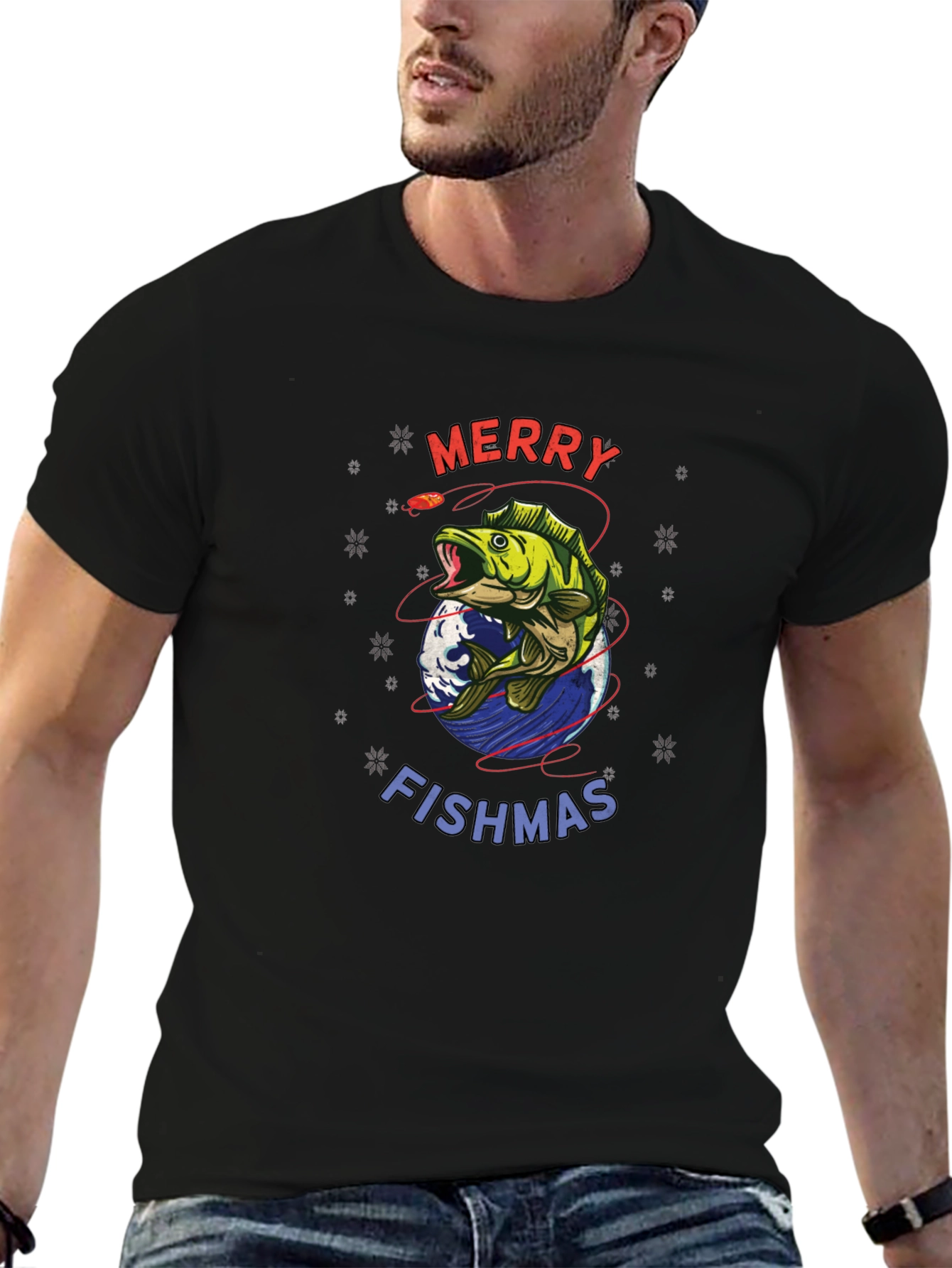Merry Fishmas Graphic Tee - Holiday Fishing Shirt