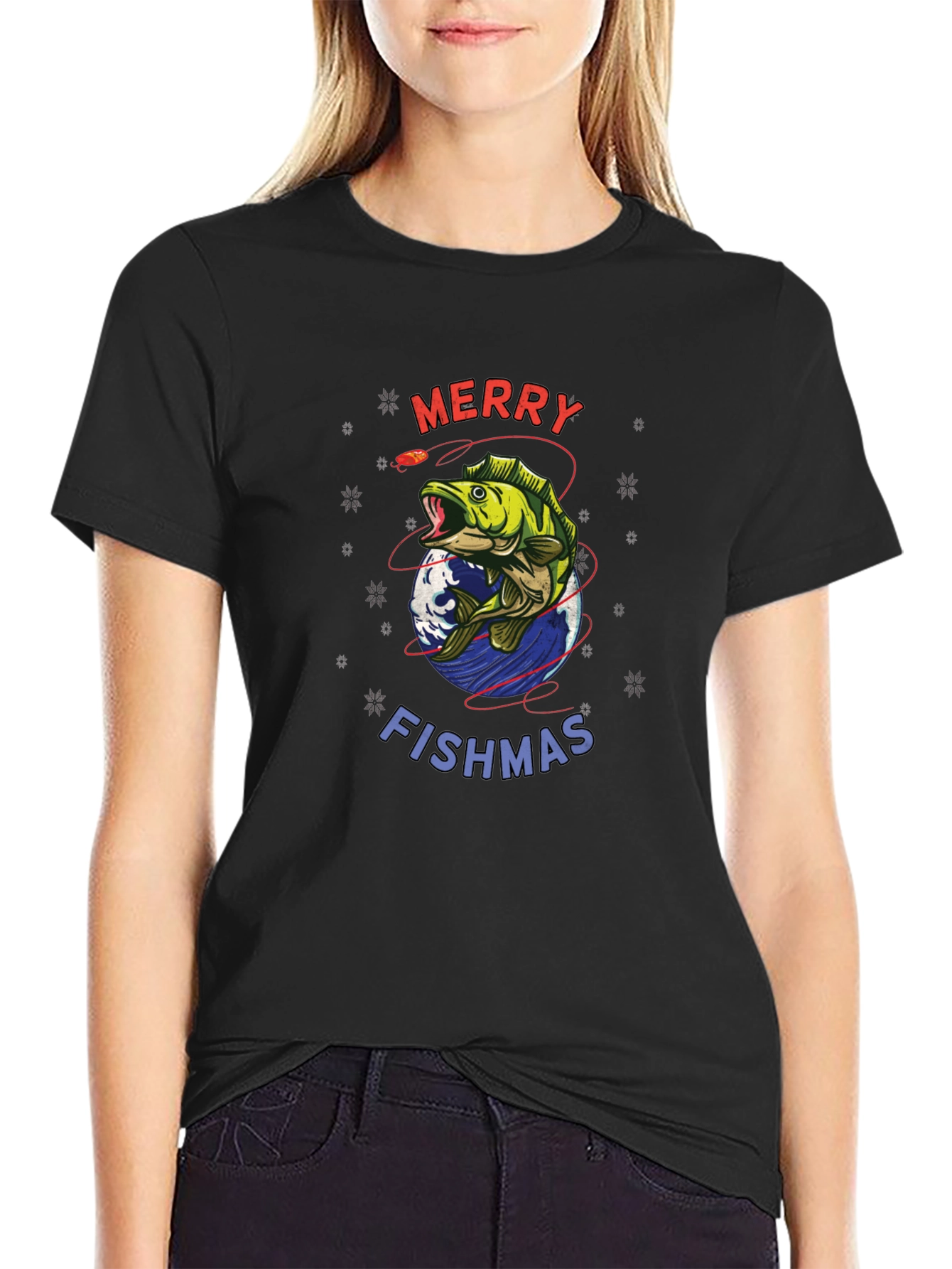 Merry Fishmas Graphic Tee - Holiday Fishing Shirt