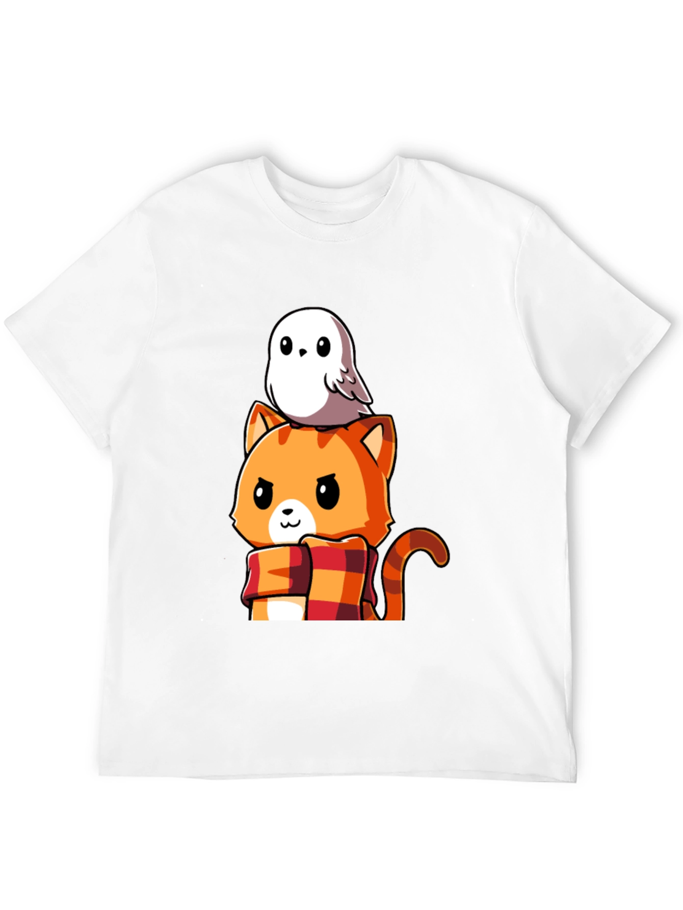 Cat & Owl Cartoon Graphic Tee