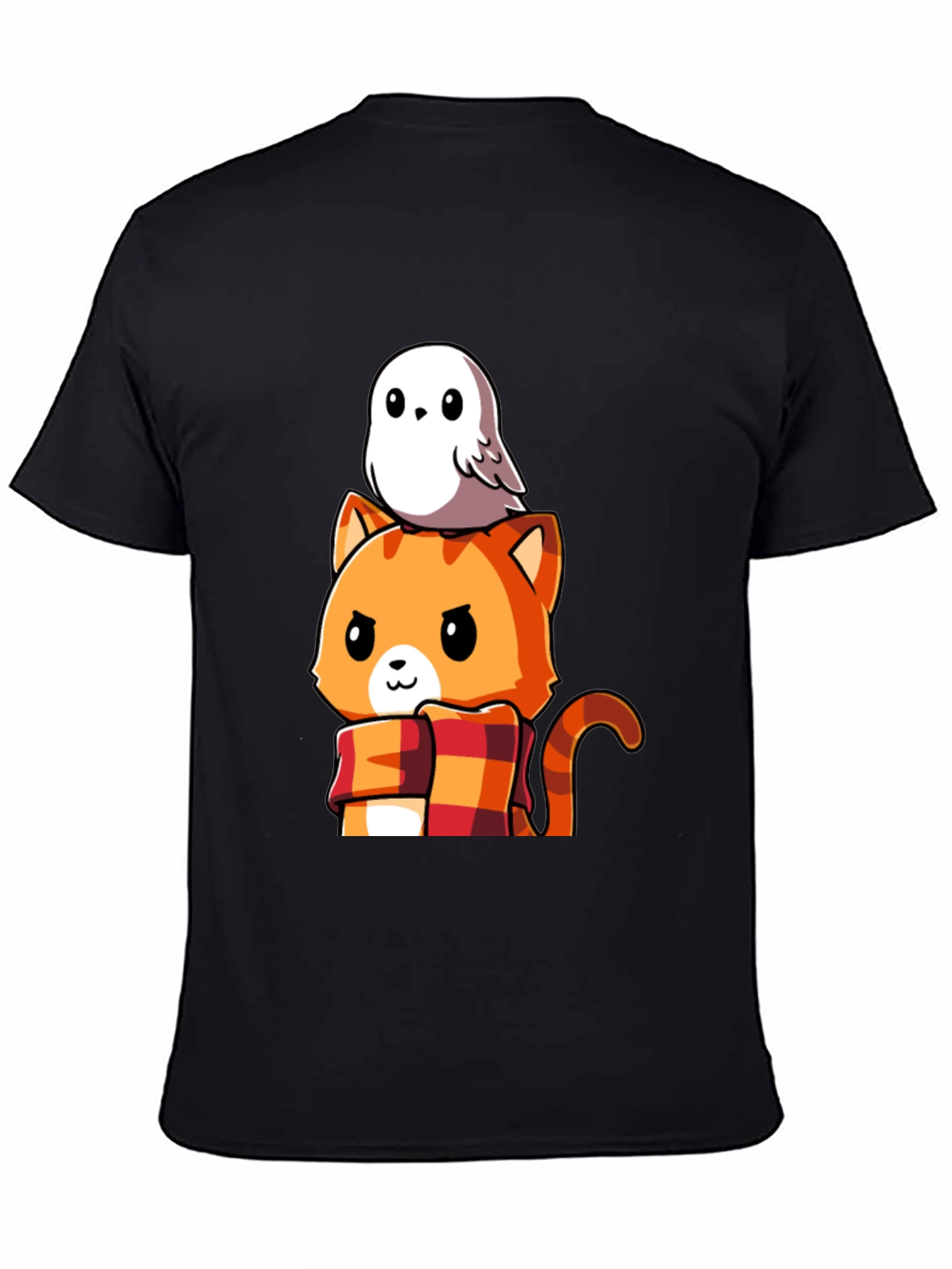 Cat & Owl Cartoon Graphic Tee