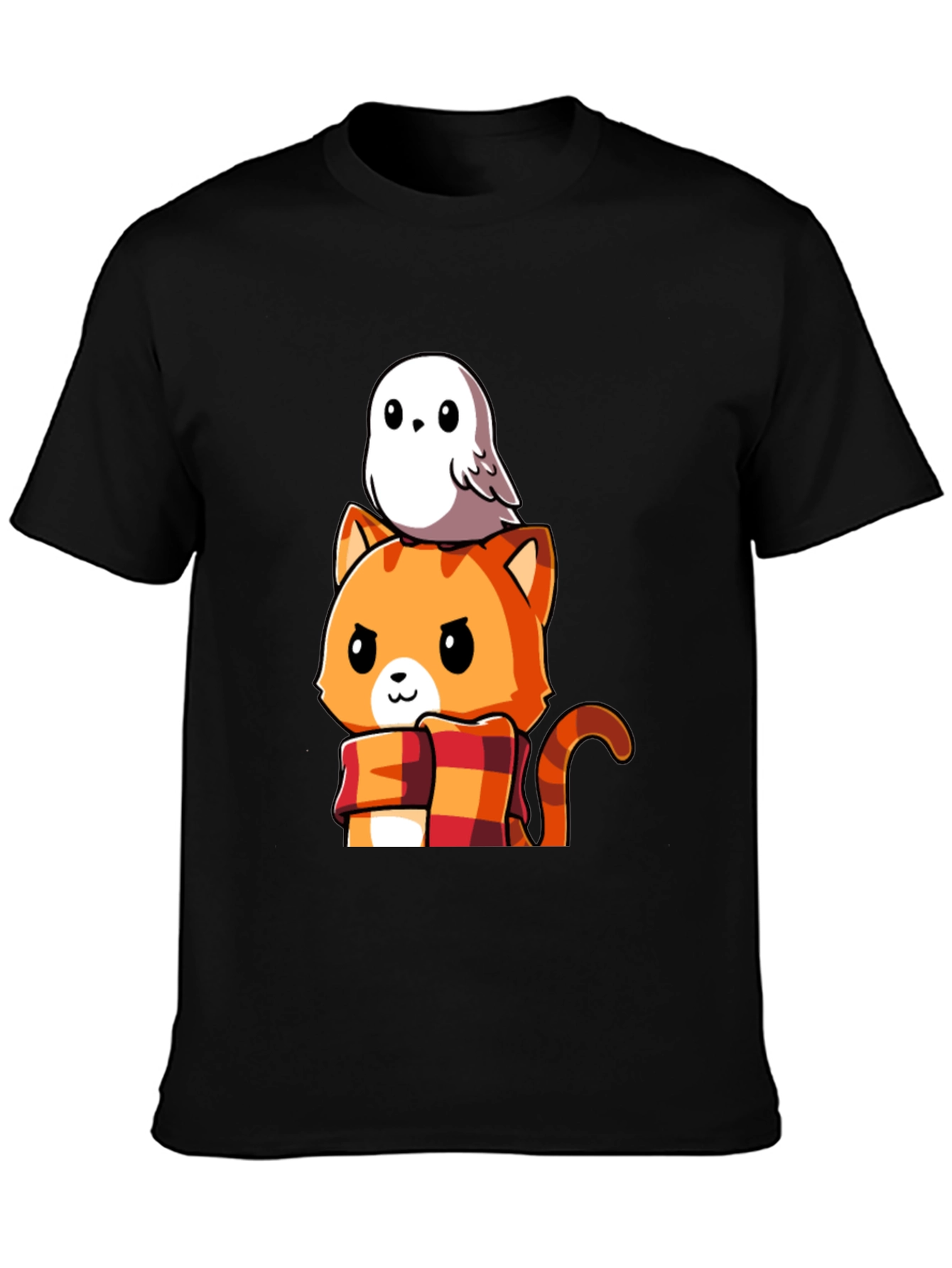 Cat & Owl Cartoon Graphic Tee