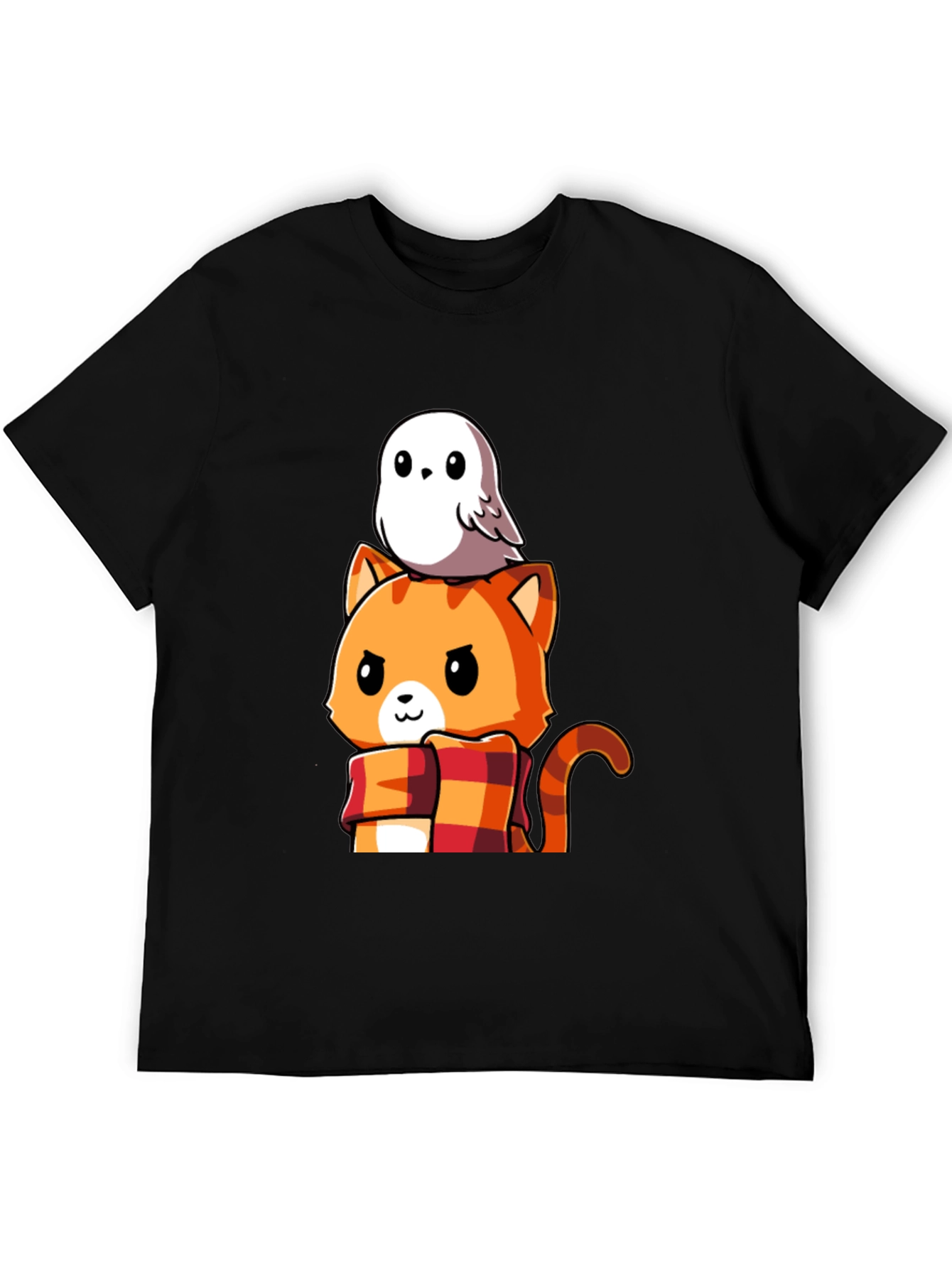 Cat & Owl Cartoon Graphic Tee
