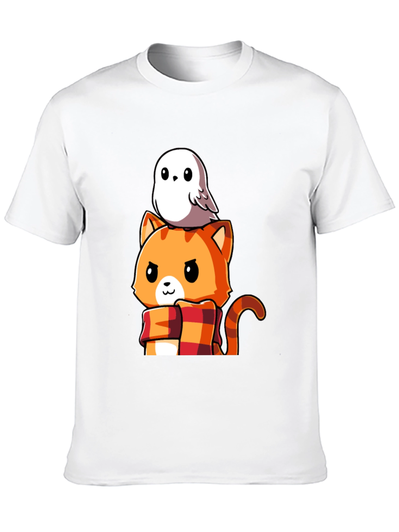 Cat & Owl Cartoon Graphic Tee