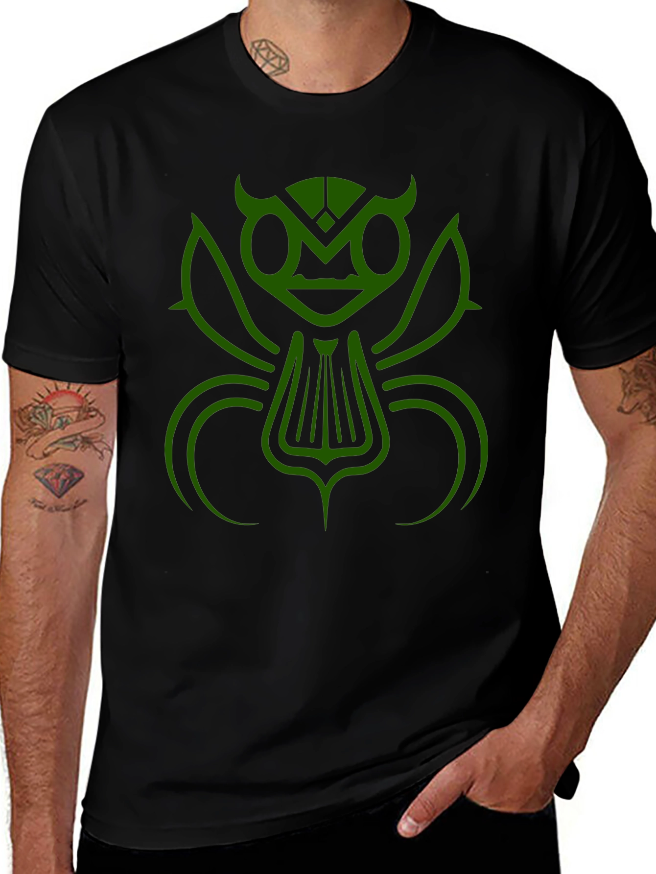 Abstract Insect Graphic Tee - Black