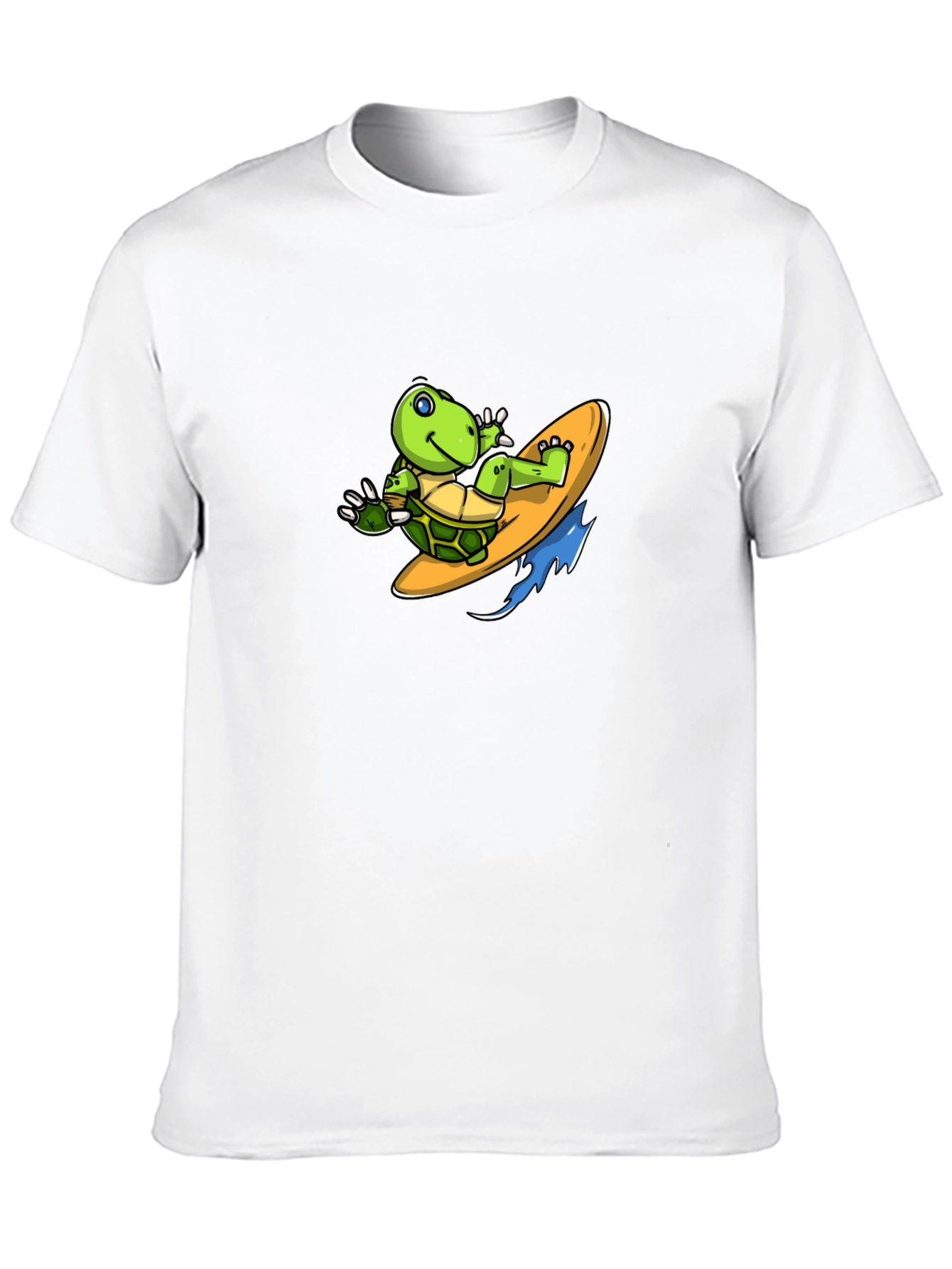 Surfing Turtle Graphic Tee - Black Cotton T-Shirt