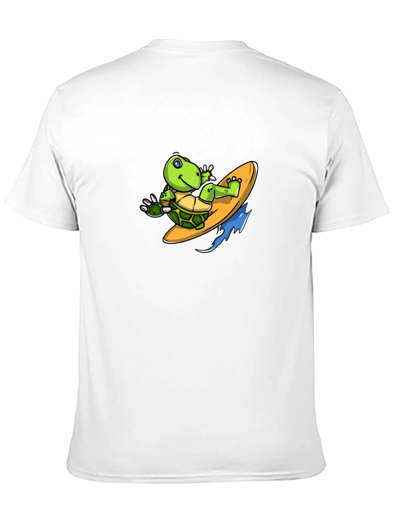 Surfing Turtle Graphic Tee - Black Cotton T-Shirt